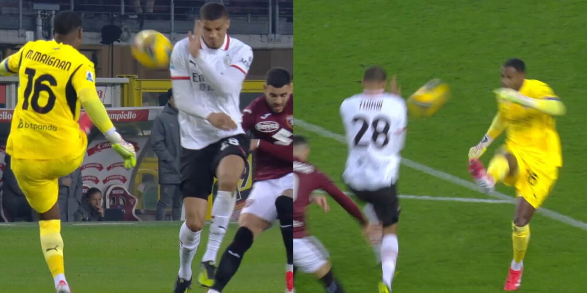 Autogol incredibile di Thiaw, Maignan gli rinvia addosso: la fotosequenza