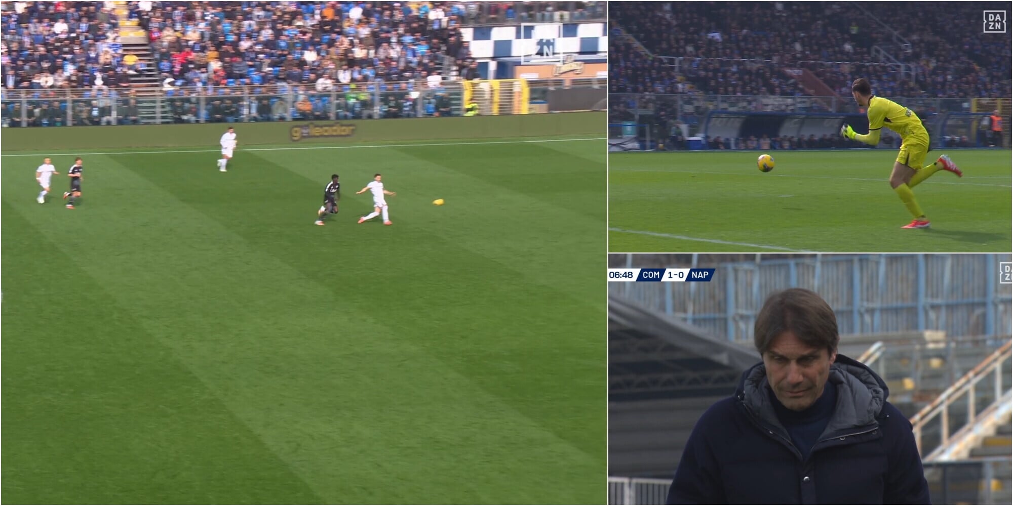 Napoli, Rrahmani fa un autogol clamoroso: Conte desolato in panchina FOTOSEQUENZA