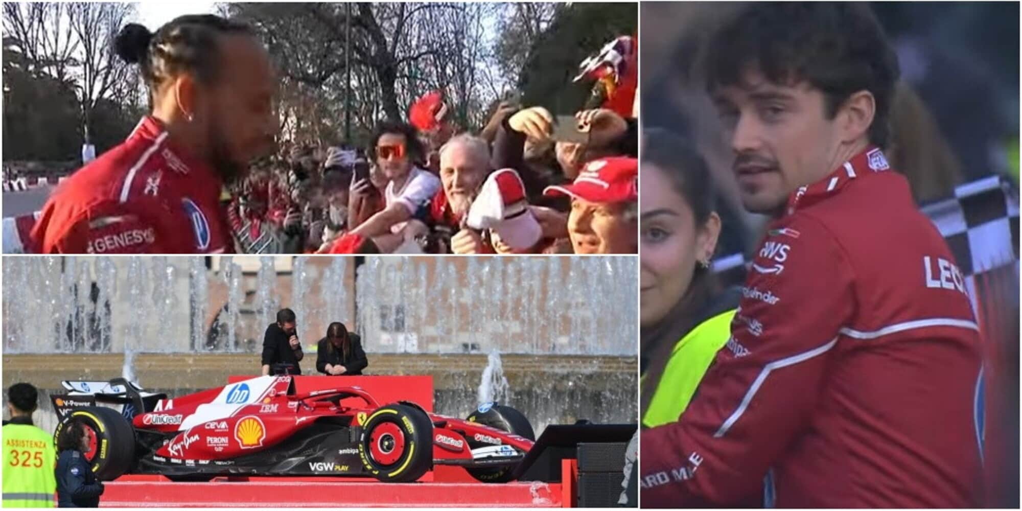 Ferrari, bagno di folla a Milano per Hamilton e Leclerc prima del Gp d'Australia