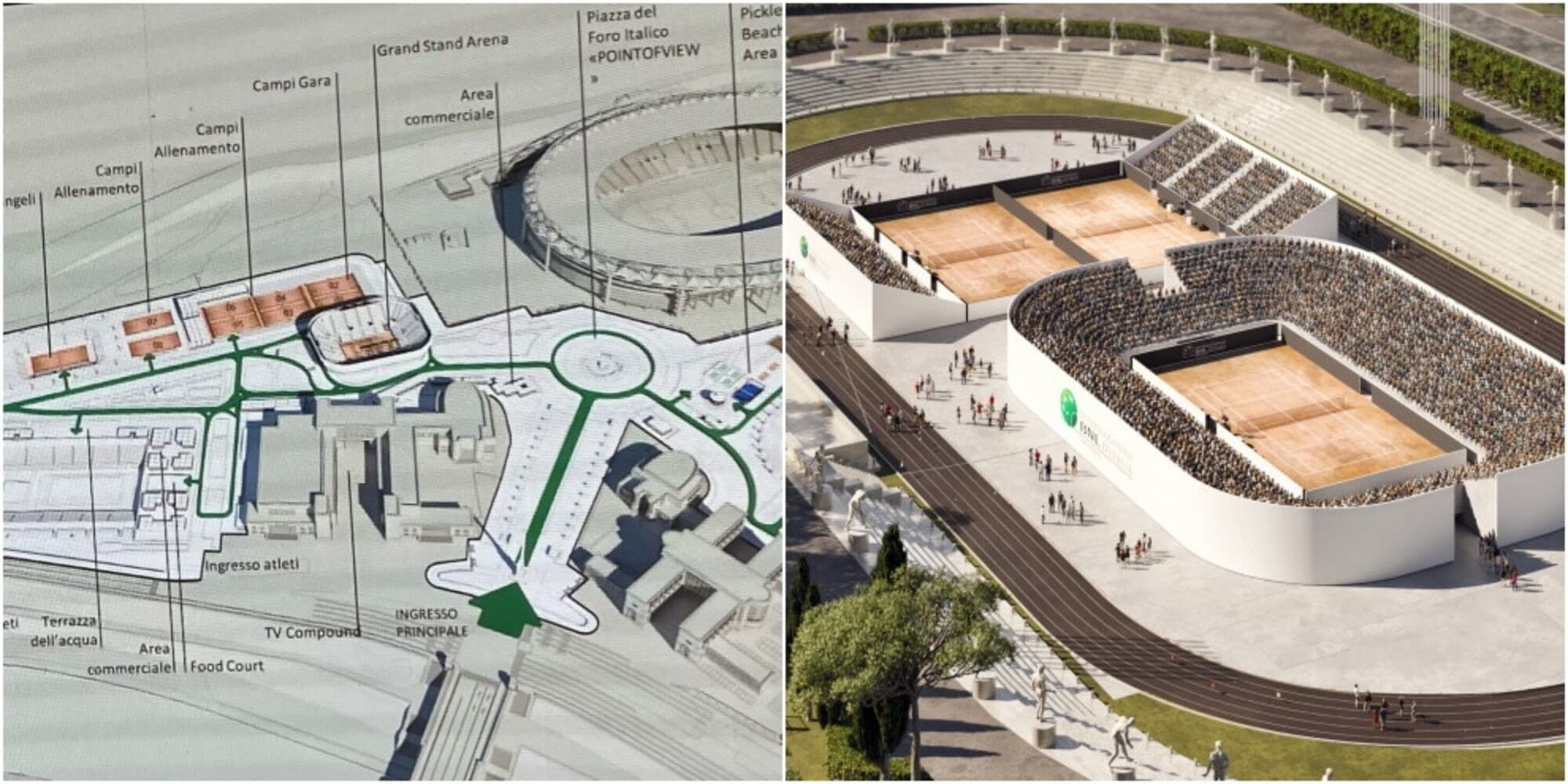 Il Foro Italico si rinnova: le FOTO della nuova SuperTennis Arena che ospiterà oltre tremila tifosi