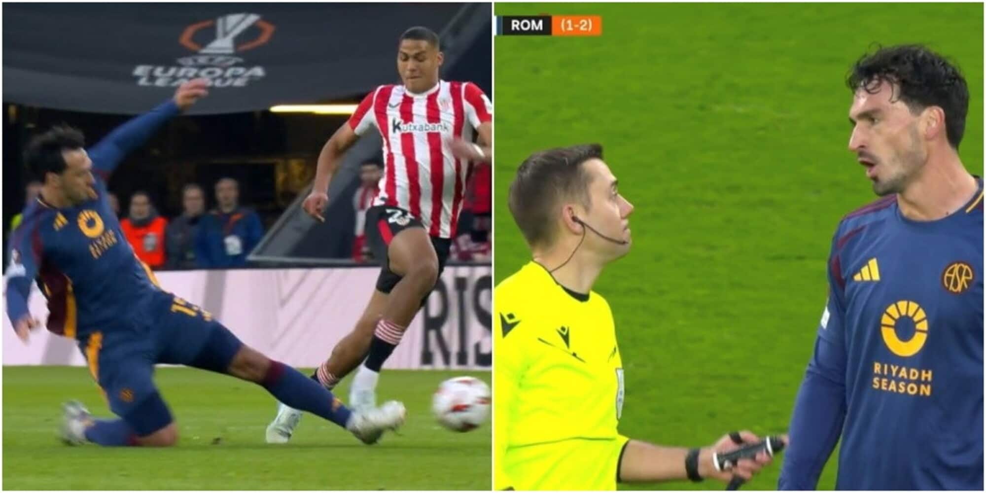 Hummels, l'errore clamoroso e l'espulsione in Athletic Bilbao-Roma: la fotosequenza