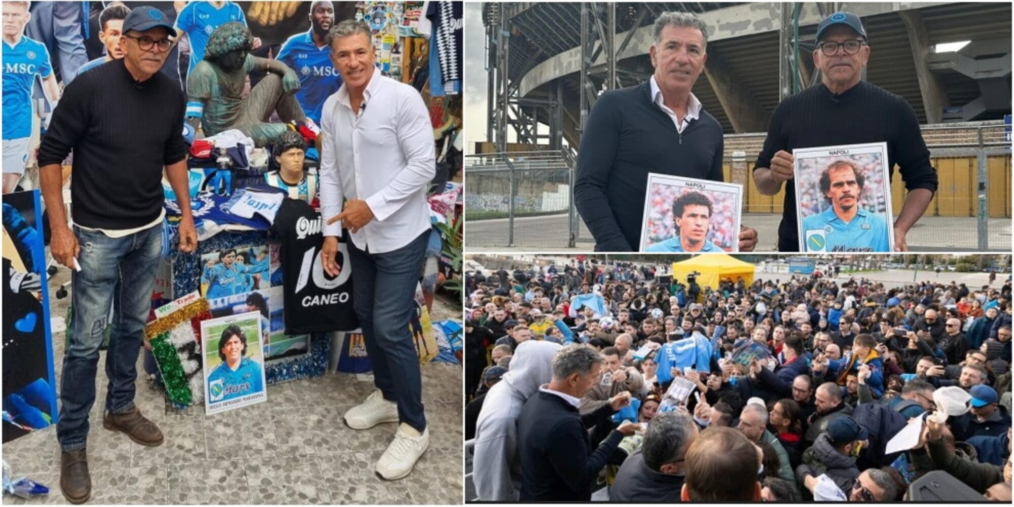 Napoli riabbraccia Careca e Alemao: omaggio a Maradona e bagno di folla