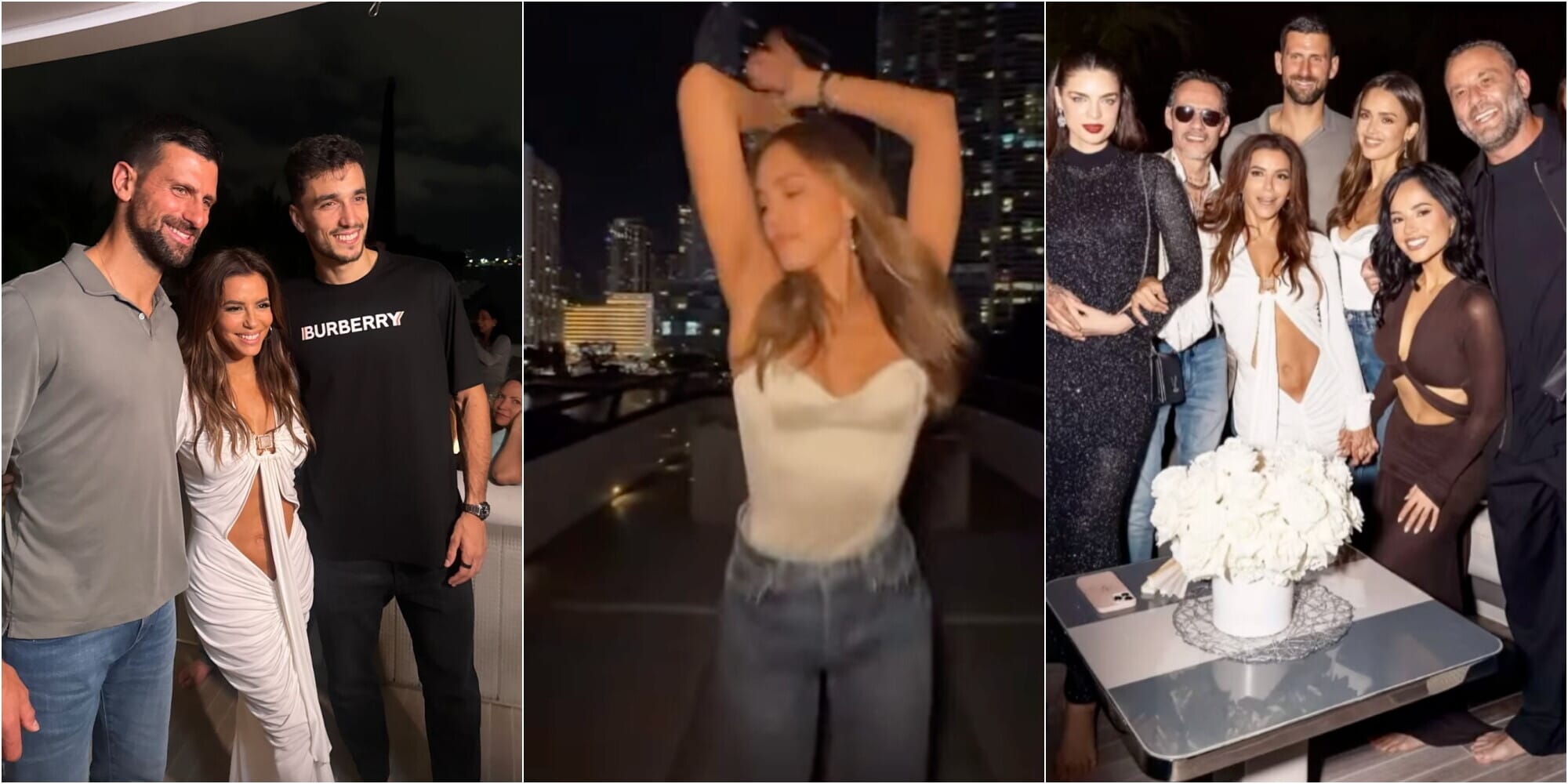 Djokovic a Miami alla festa per i 50 anni di Eva Longoria: tra gli invitati anche Jessica Alba