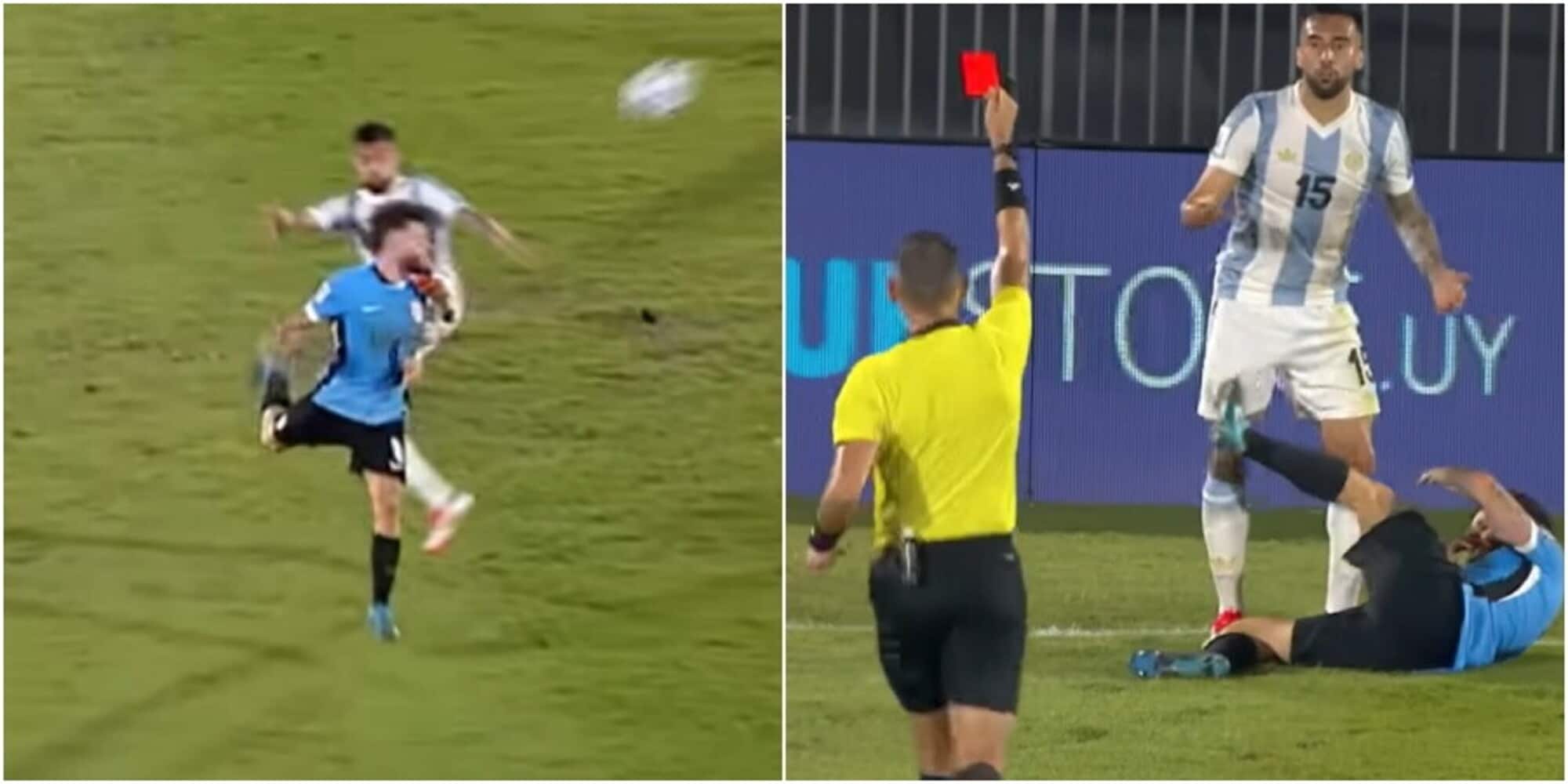 Che calcio a Nandez, la fotosequenza dell'espulsione di Nico Gonzalez