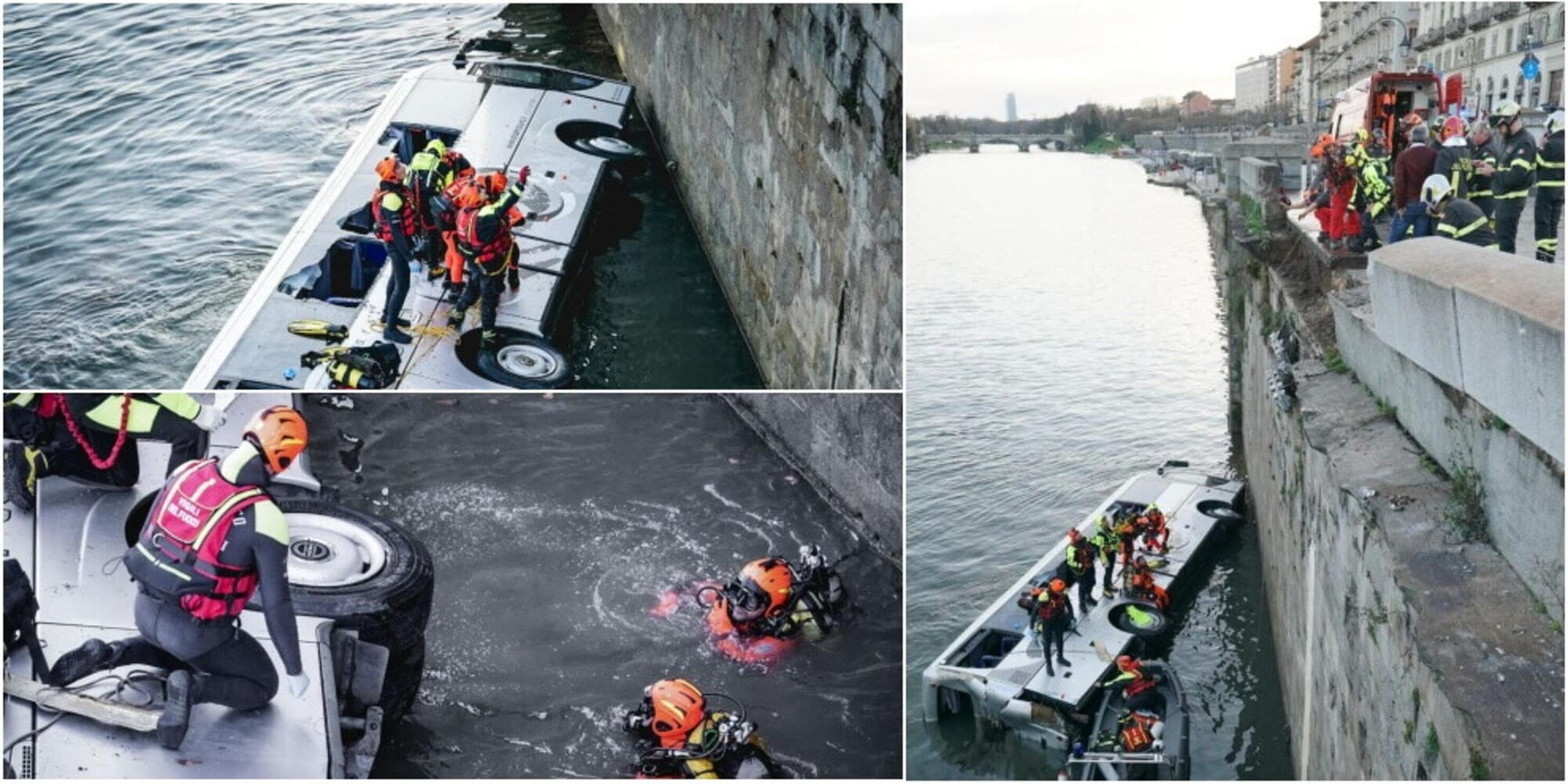 Incidente shock a Torino: bus turistico cade nel Po, morto l'autista