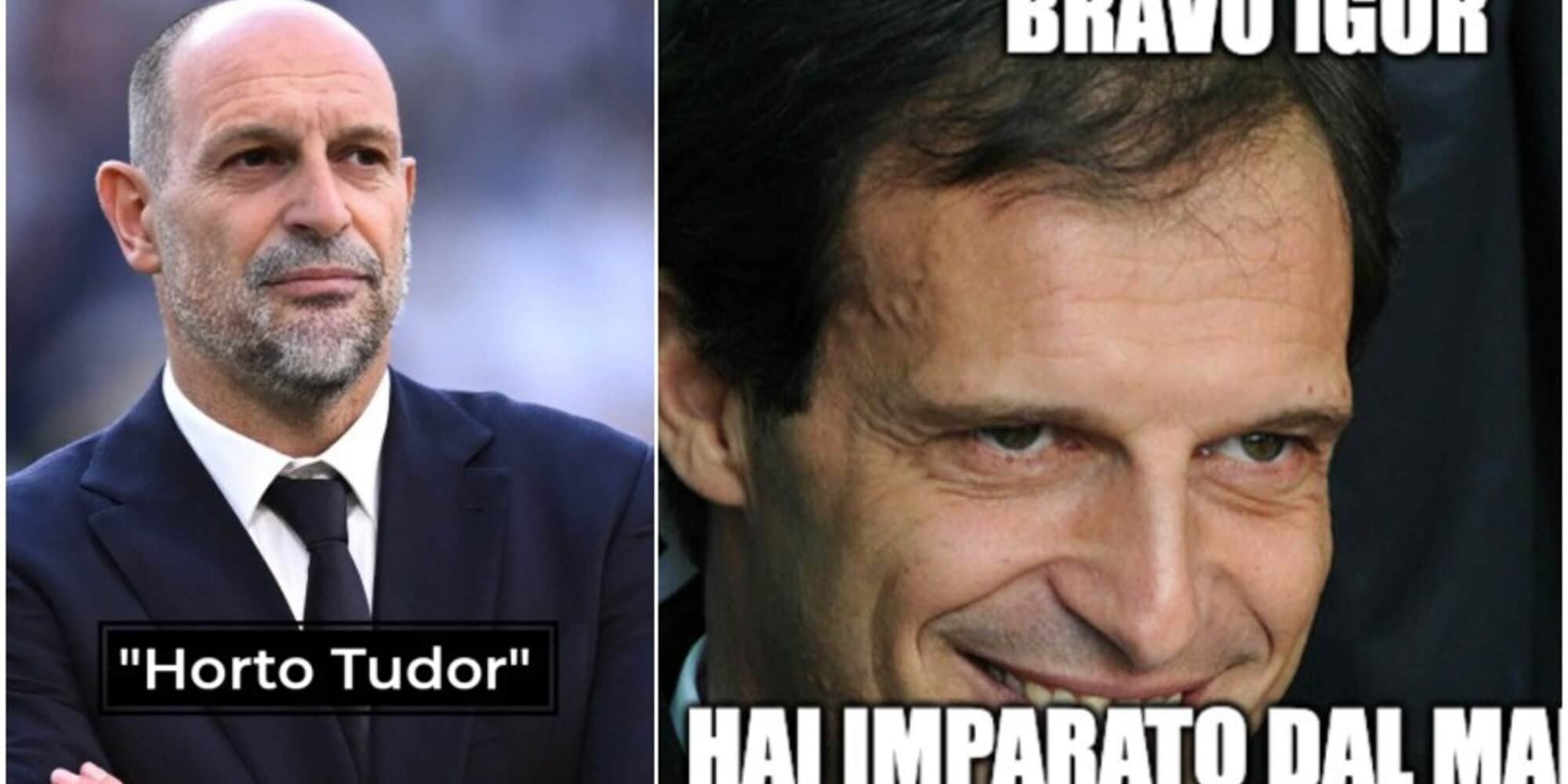 Tudor e la prima vittoria sulla panchina della Juve: spunta Allegri tra le ironie social