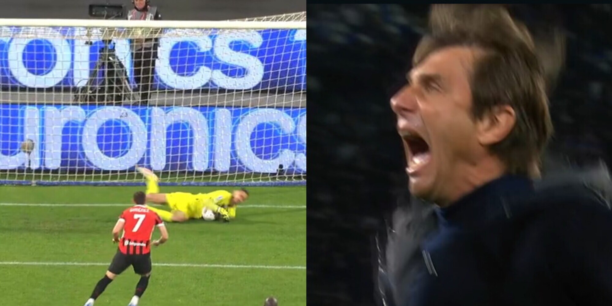 Meret para un rigore a Gimenez: Conte impazzisce in panchina