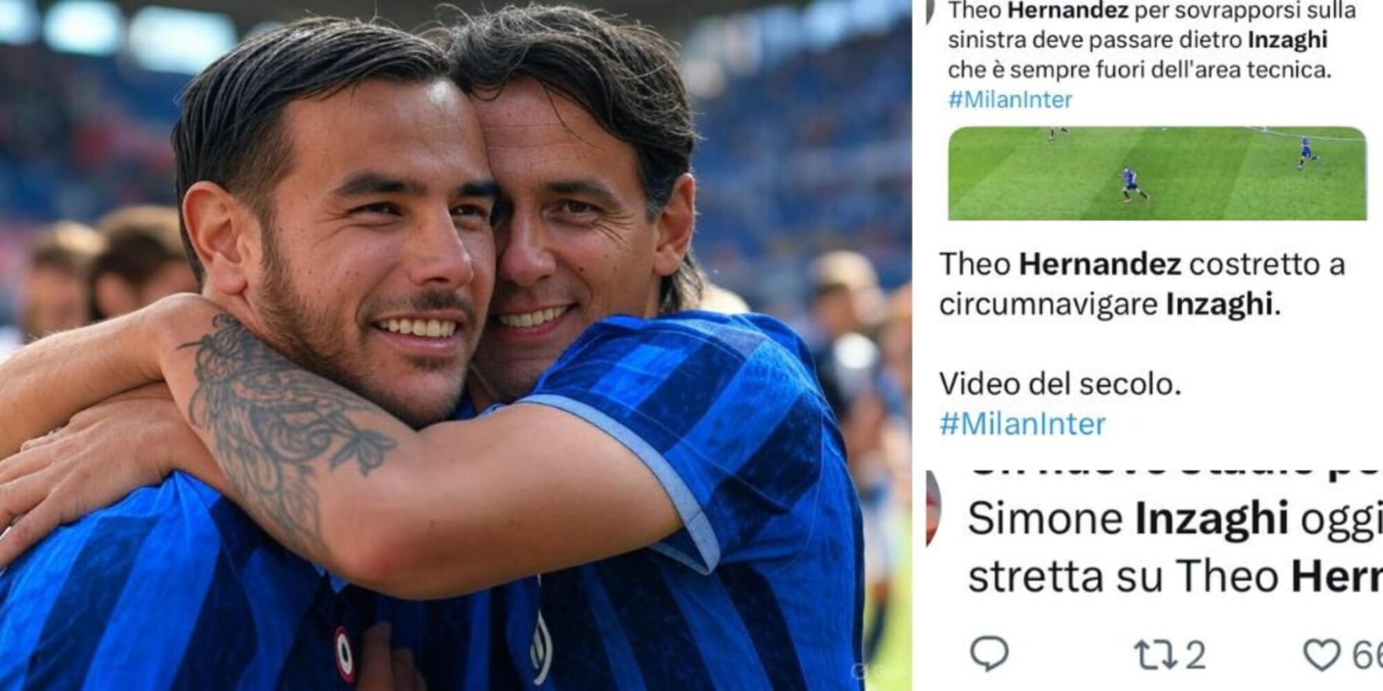 "Theo Hernandez costretto a circumnavigare Inzaghi": social scatenati su Simone fuori dall'area tecnica