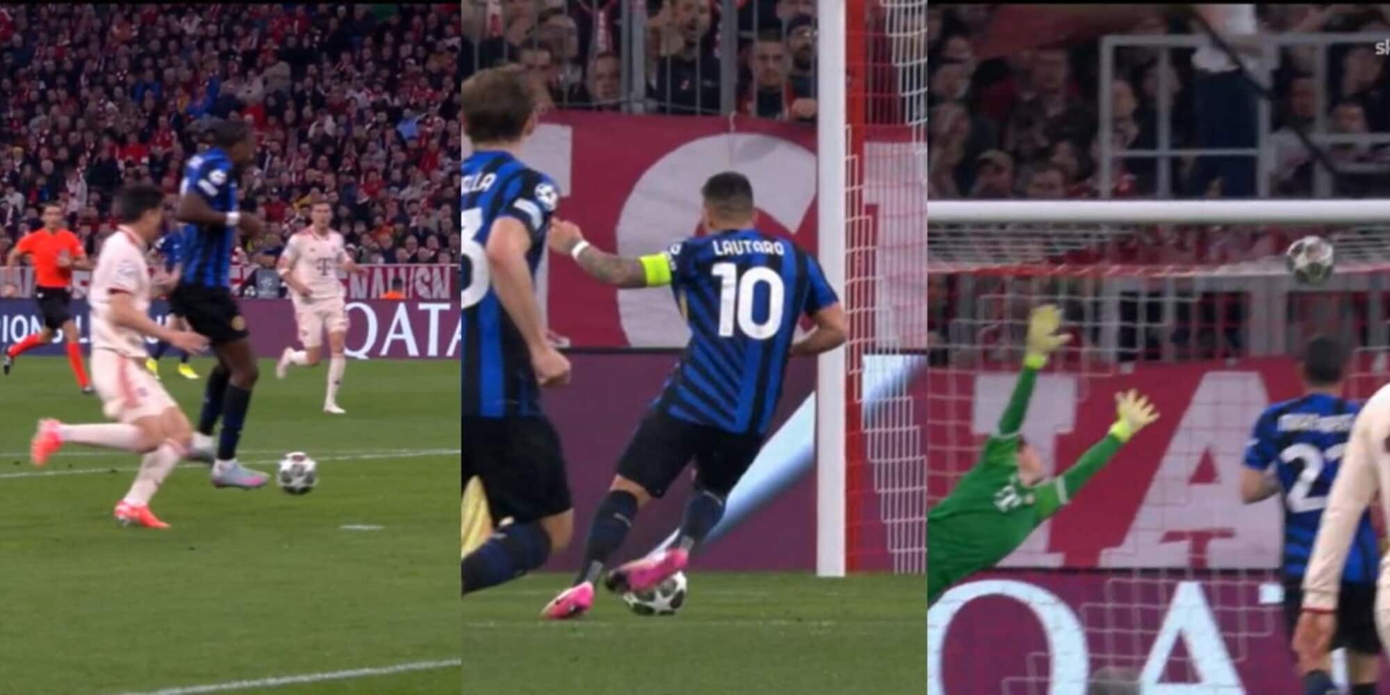 Inter, che gol contro il Bayern: esterno di Lautaro dopo il tacco di Thuram