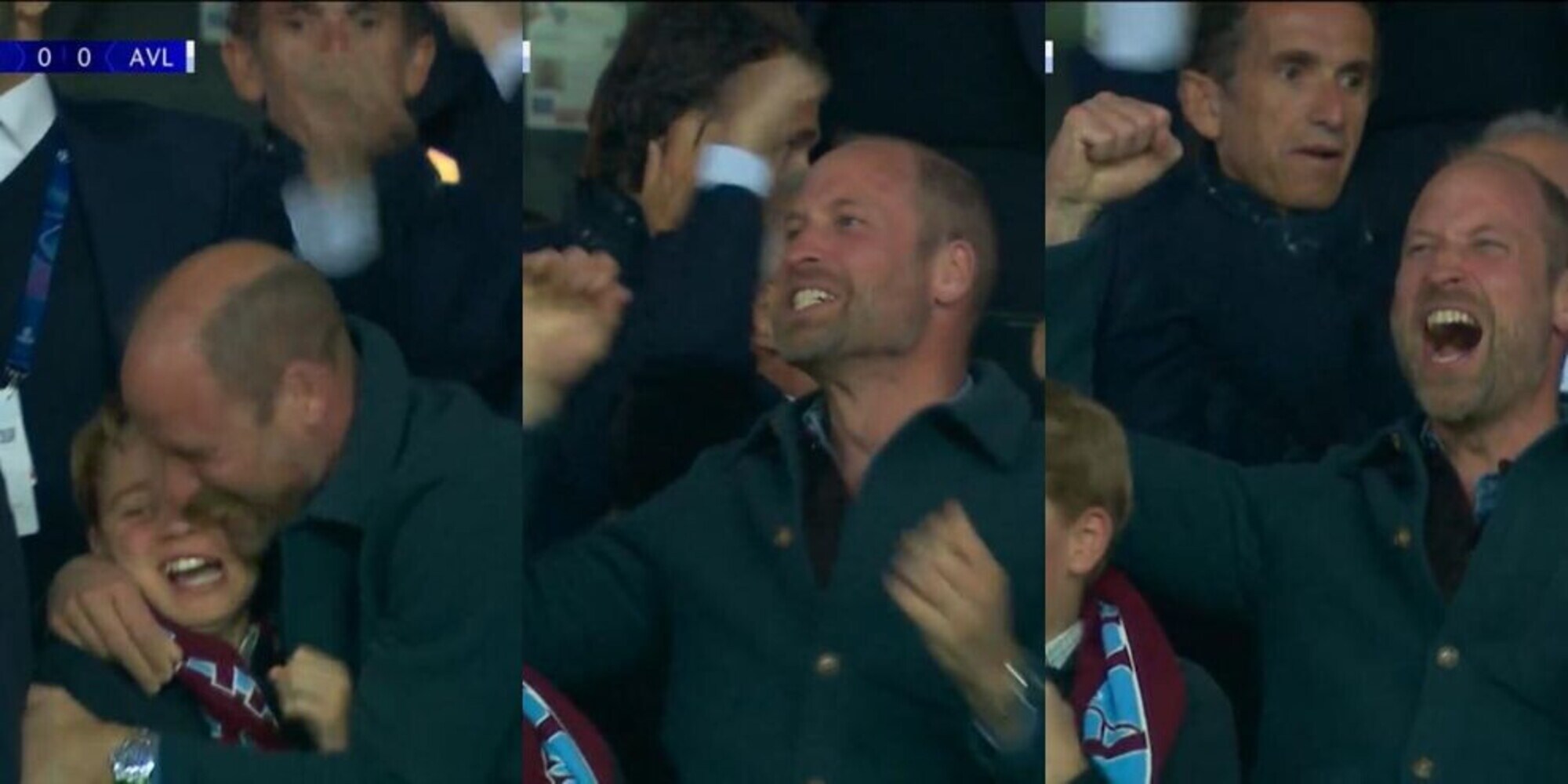 L'Aston Villa in vantaggio a Parigi col Psg, la folle esultanza del principe William