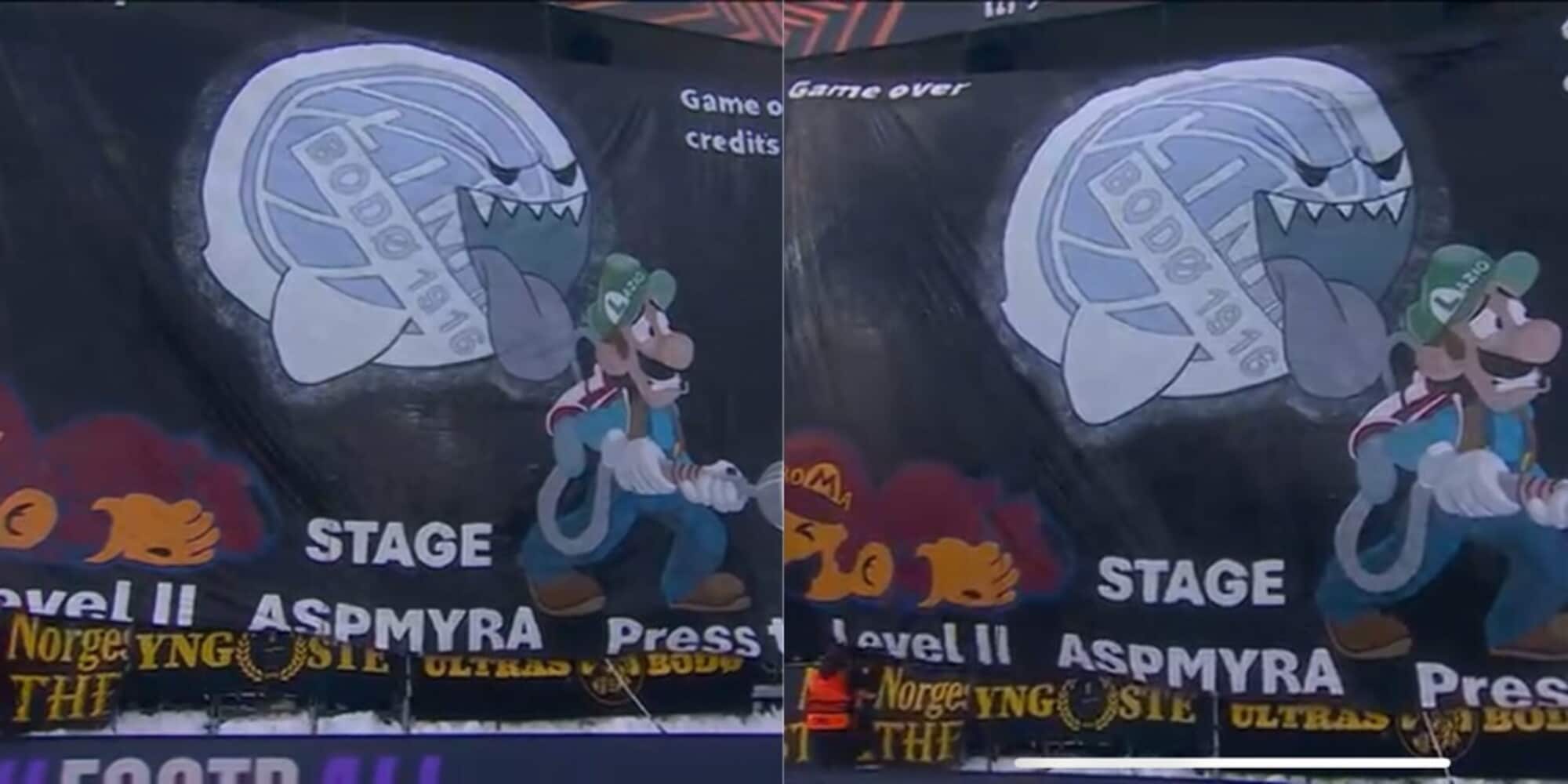 Bodo Glimt, lo sfottò a Roma e Lazio con la coreografia in stile Super Mario: le foto