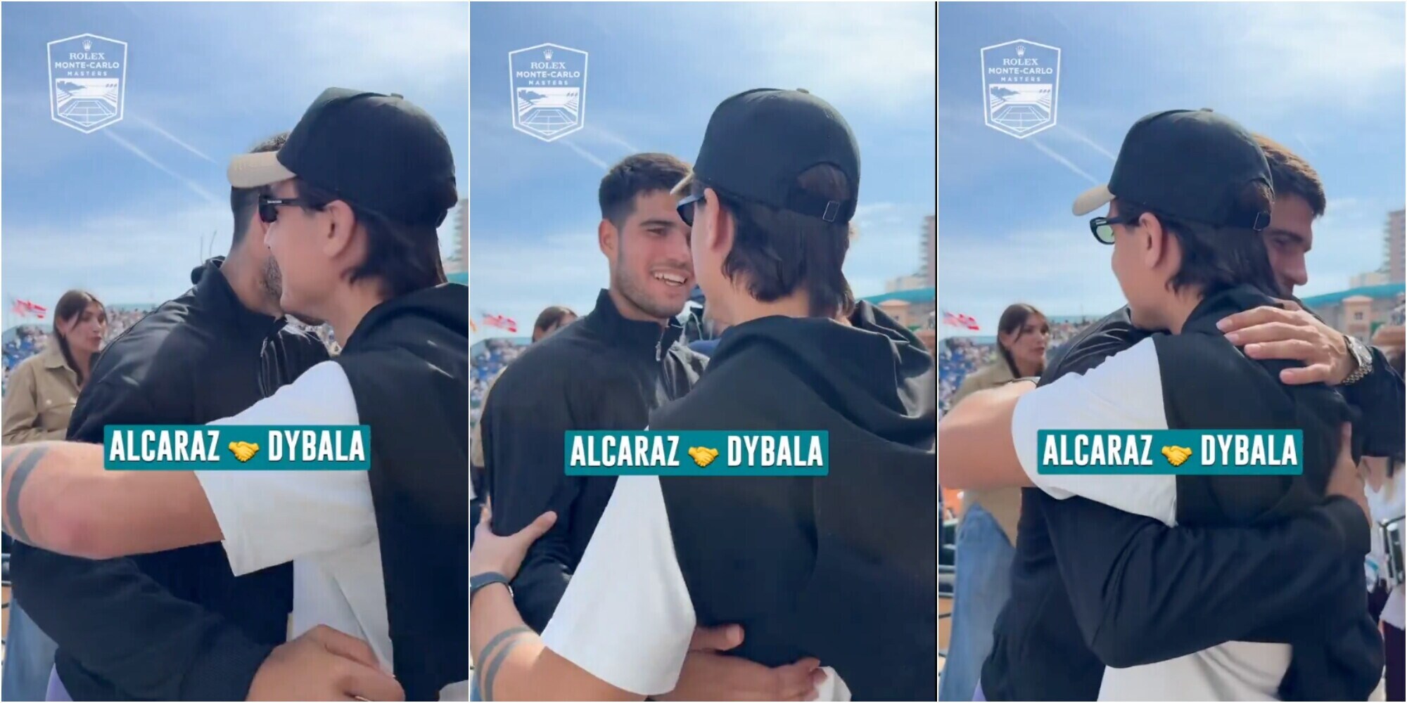 Dybala a Montecarlo per guardare Alcaraz: che abbraccio tra i due!