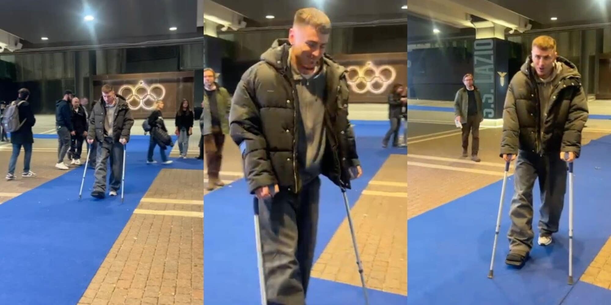 Lazio-Roma, c'è anche Patric in stampelle: l'arrivo allo stadio Olimpico