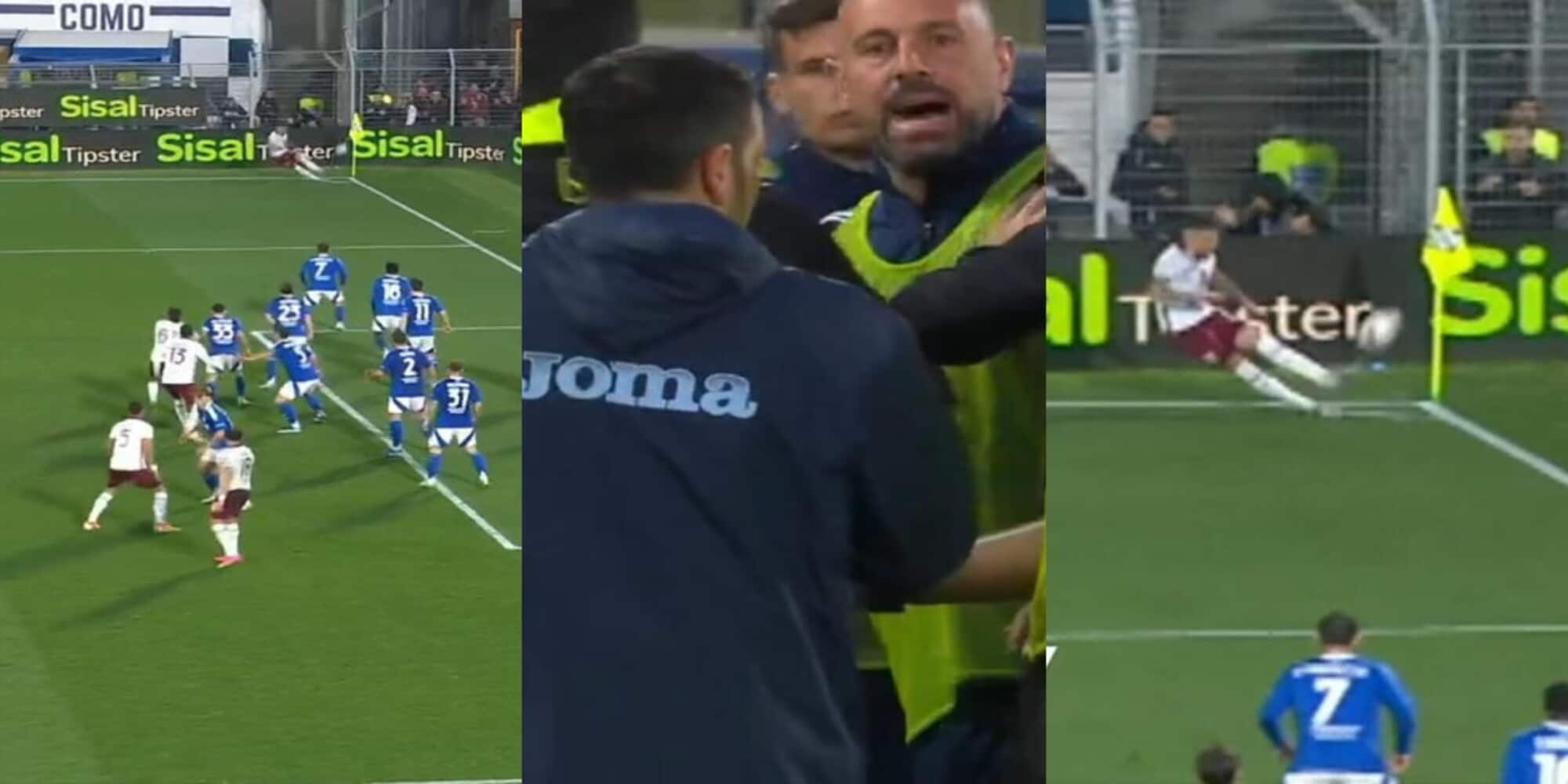 Como-Torino, Biraghi come Alvarez: gol annullato per doppio tocco su angolo