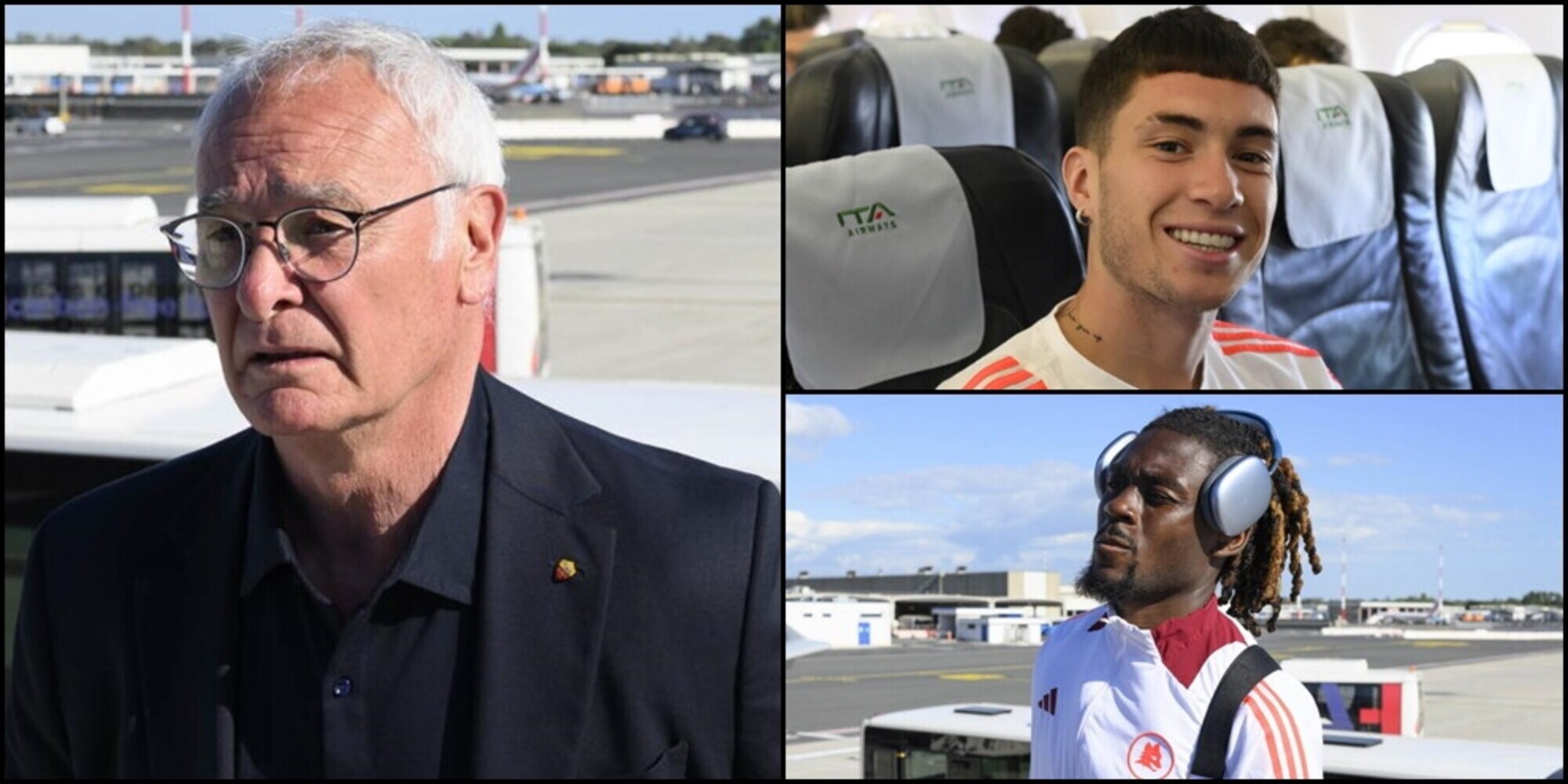 Roma in partenza tra sorrisi e concentrazione: le foto del viaggio