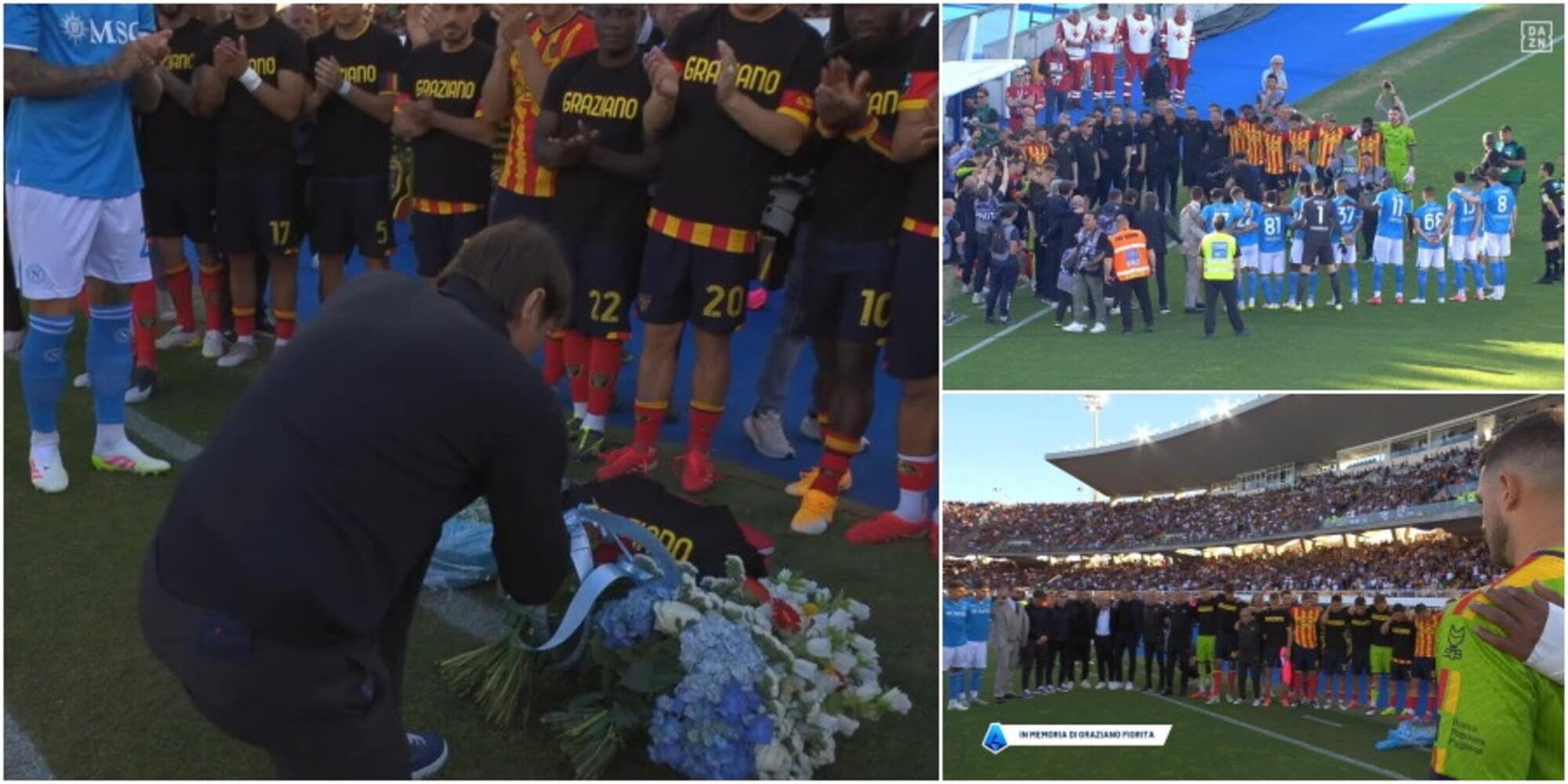 Napoli, deposto un mazzo di fiori davanti alla panchina del Lecce: il ricordo di Graziano Fiorita è da brividi