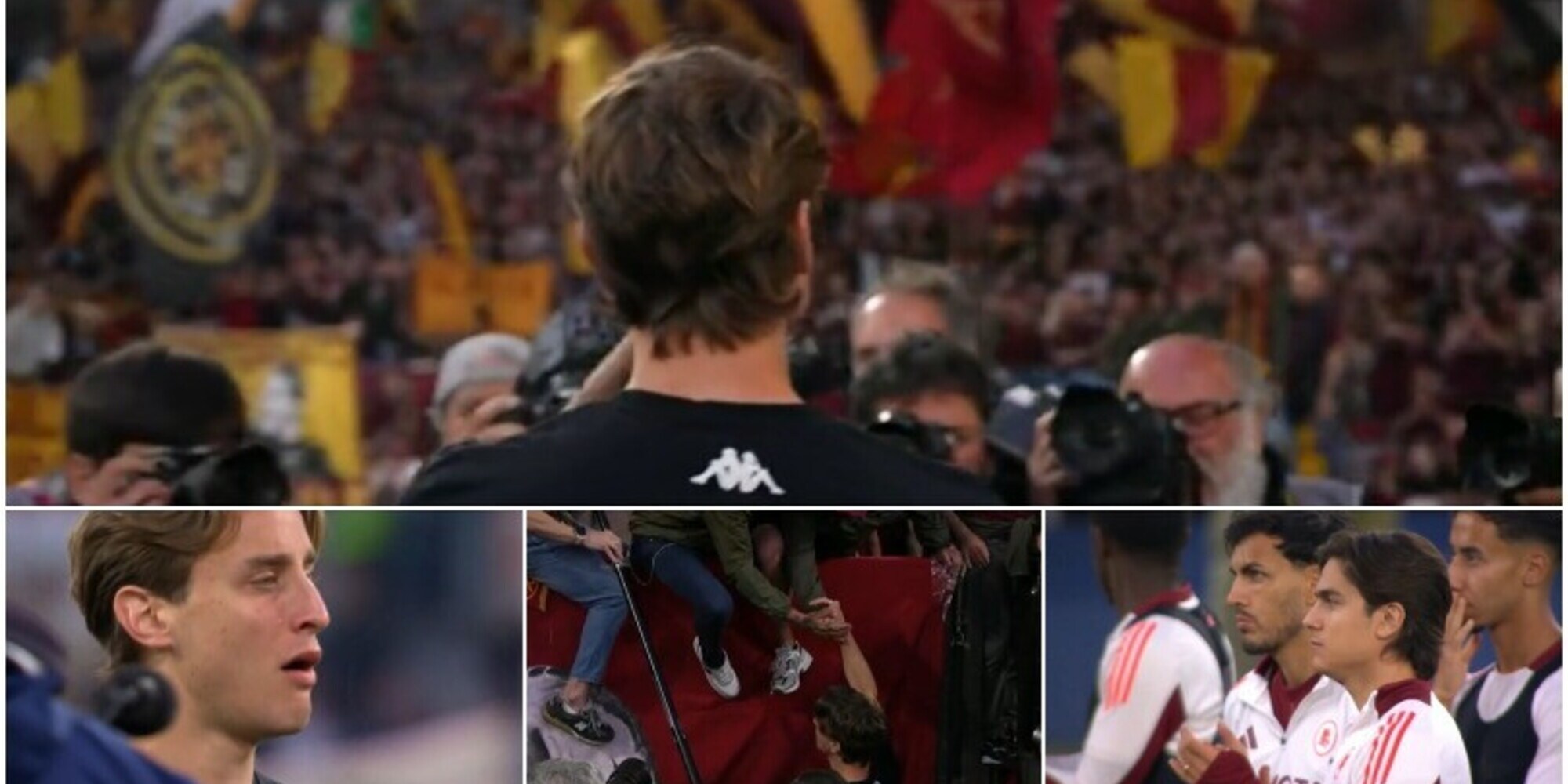 Bove in lacrime sotto la curva Sud dopo Roma-Fiorentina: tutti i giocatori lo applaudono
