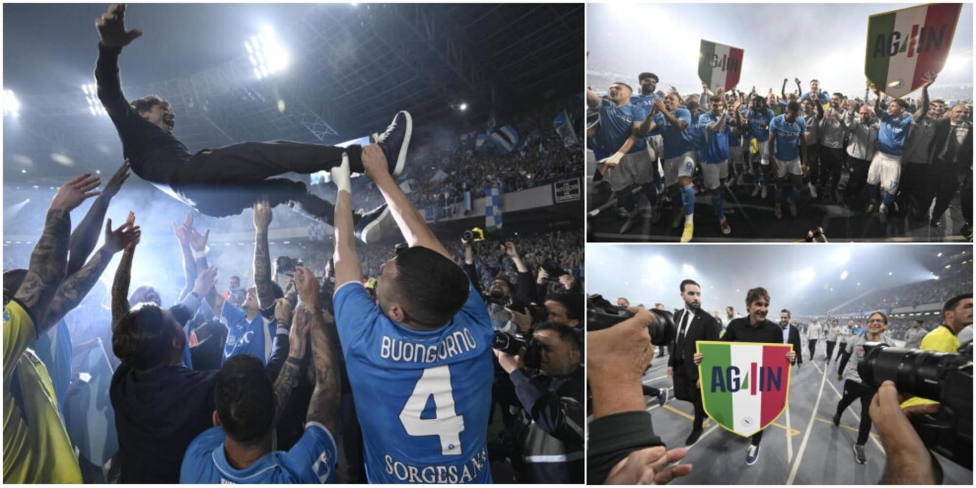 Conte in lacrime, l'abbraccio in campo con Lukaku e De Laurentiis: il Napoli fa festa
