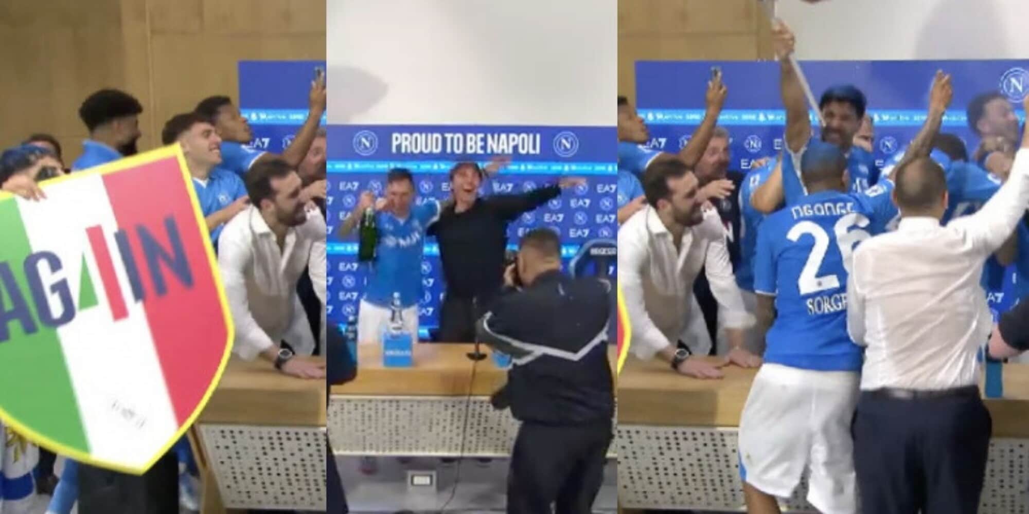 Delirio Napoli, i giocatori interrompono Conte in conferenza: scatta la festa