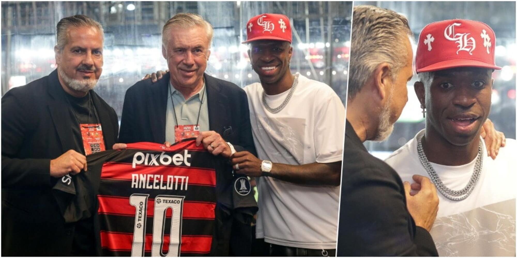 Ancelotti saluta Vinicius al Maracanã: l'omaggio del Flamengo al ct del Brasile