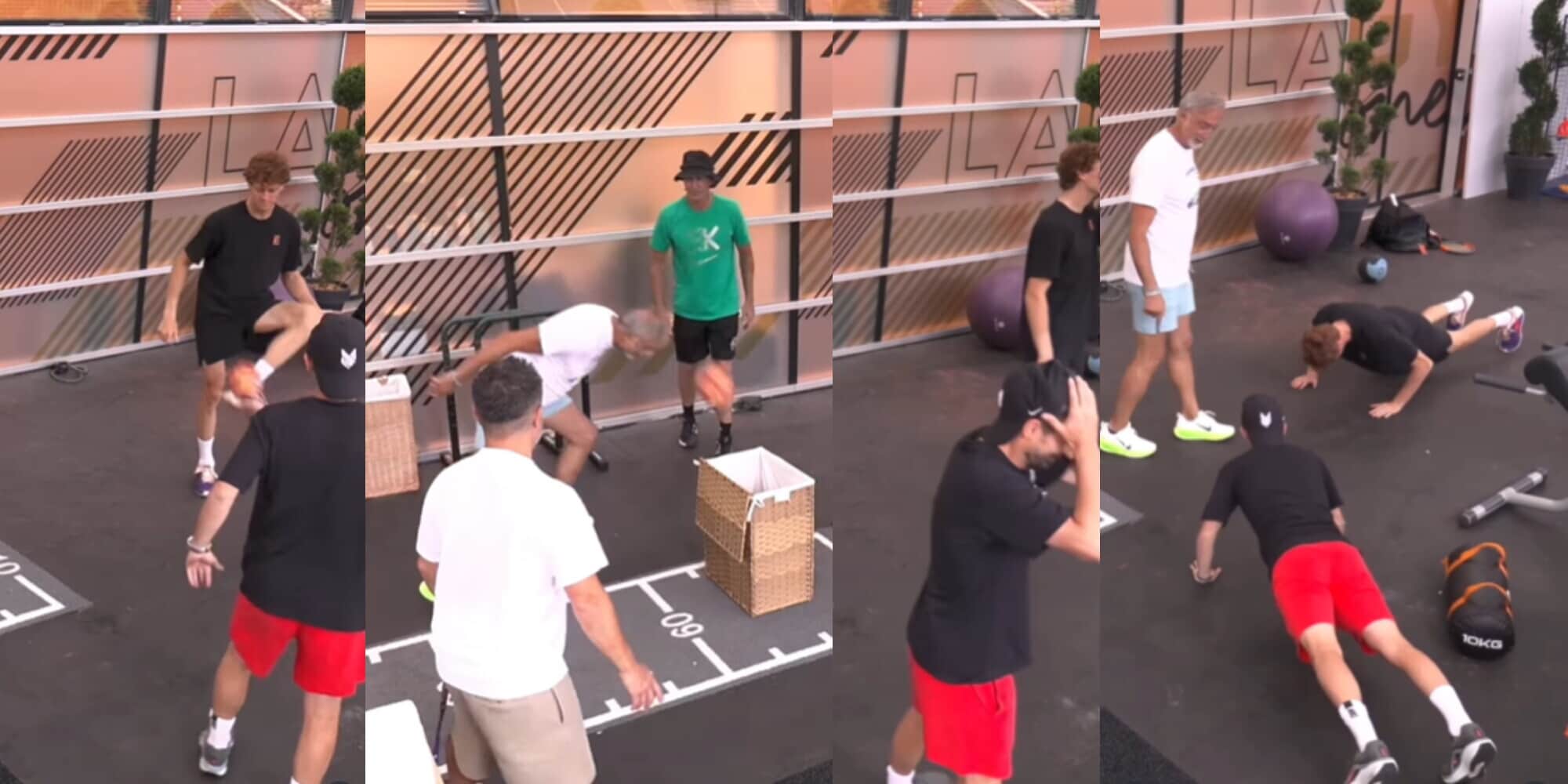 Sinner e il suo team si sfidano ai palleggi: vince Panichi e per gli altri scatta una punizione