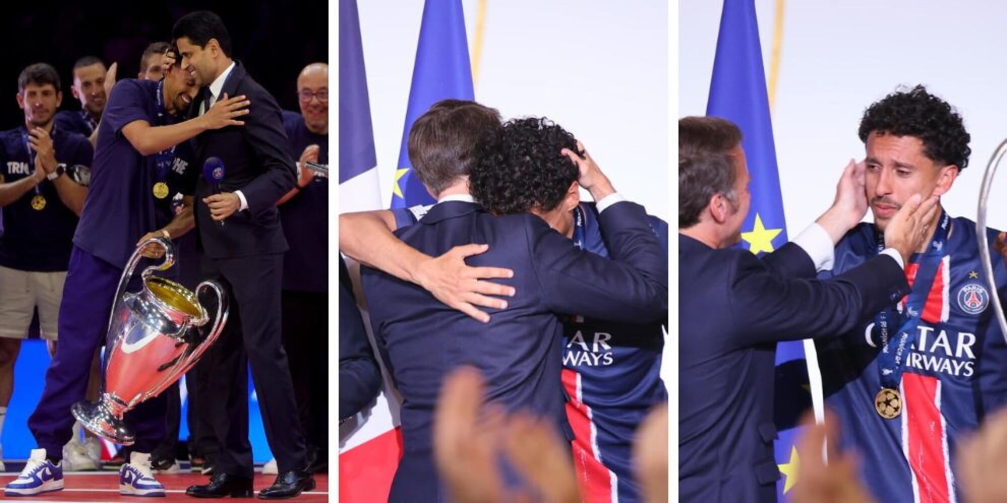 Marquinhos scoppia a piangere davanti a Macron: le foto inedite commuovono la Francia
