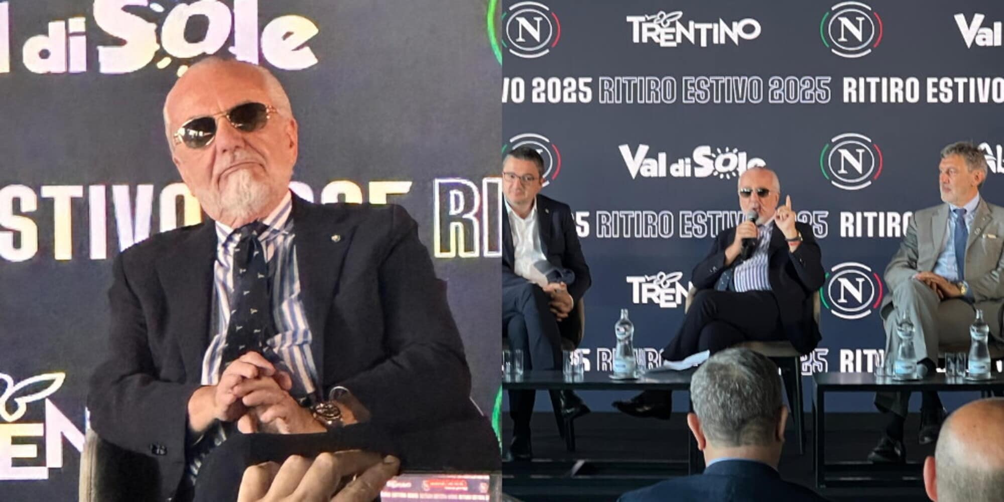 De Laurentiis show: scudetto e occhiali da sole in conferenza