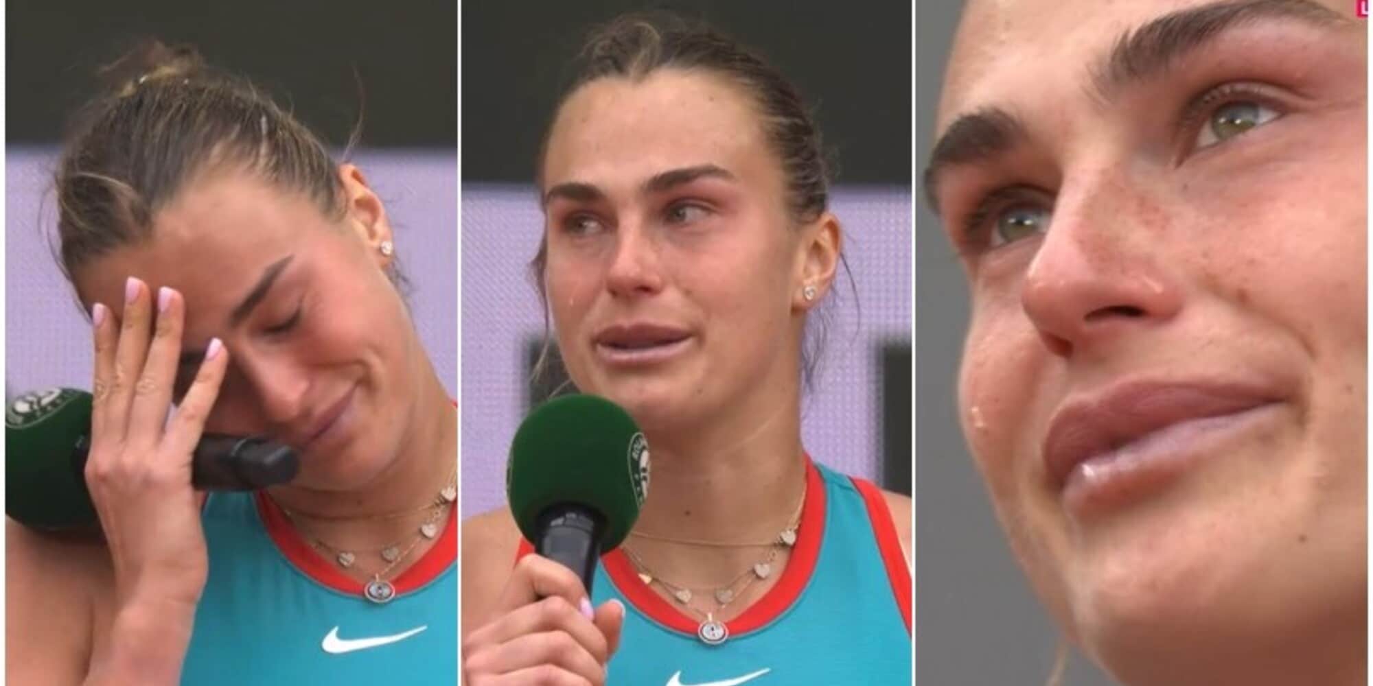 Lacrime Sabalenka, non regge e scoppia a piangere dopo la sconfitta in finale contro Coco Gauff
