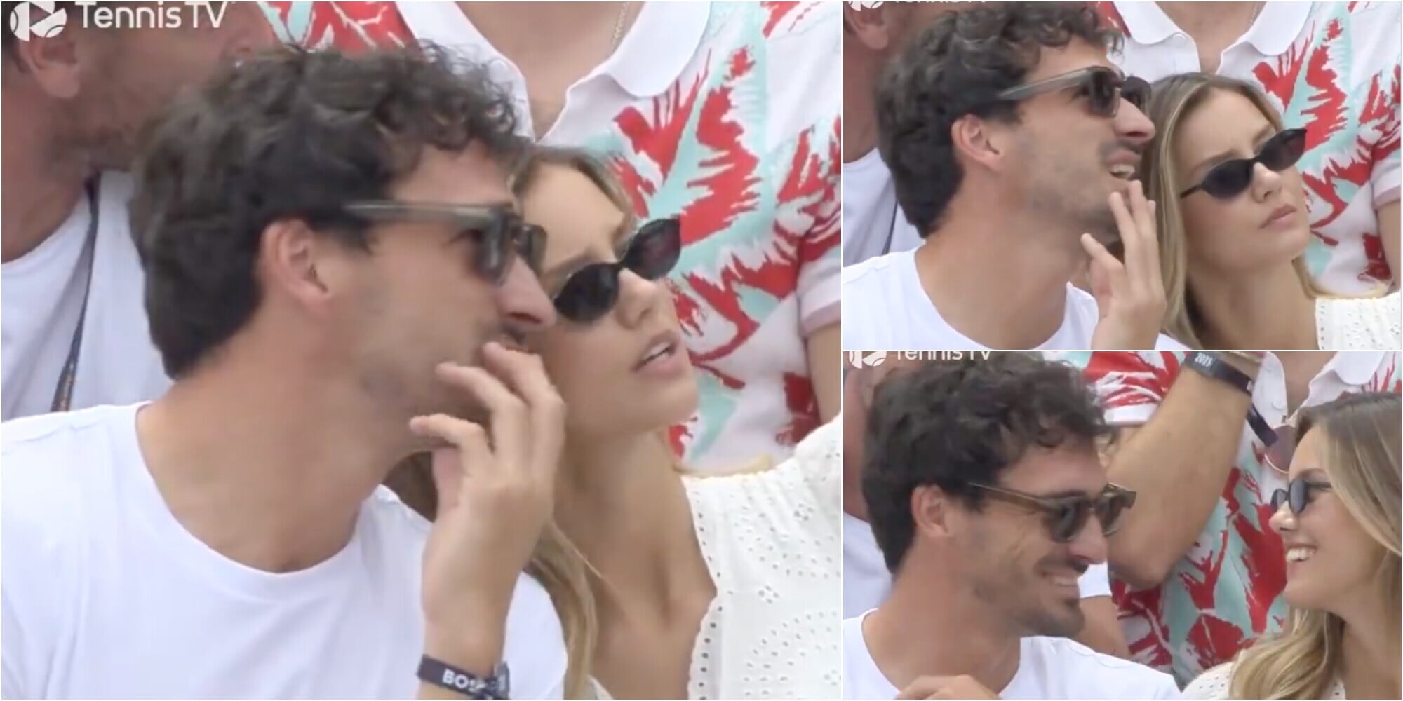 Hummels e la compagna in tribuna per Zverev a Stoccarda: ma c'è qualcosa che li distrae...