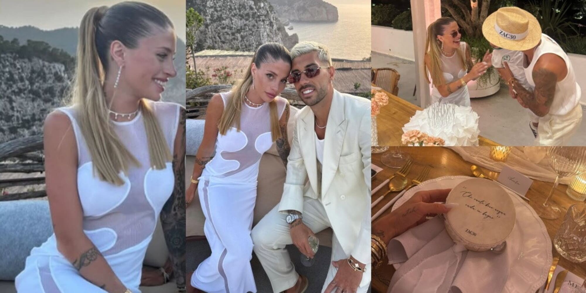 Mattia Zaccagni e Chiara Nasti: look total white coordinato per il party esclusivo a Ibiza