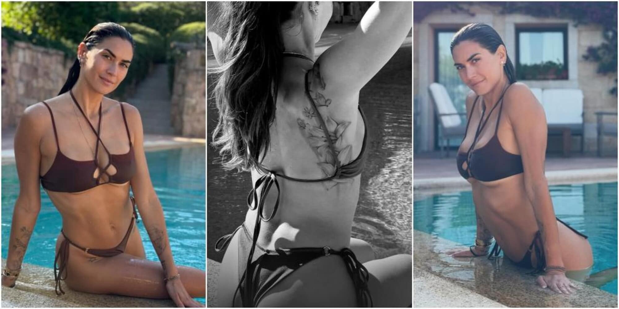 Melissa Satta esplosiva, relax in Sardegna a bordo piscina