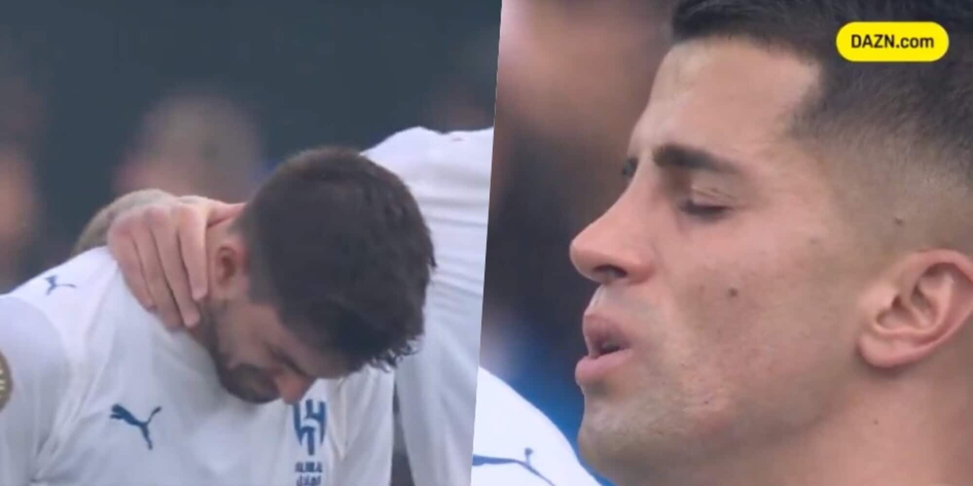 Cancelo e Ruben Neves distrutti: piangono durante il minuto di silenzio per Diogo Jota