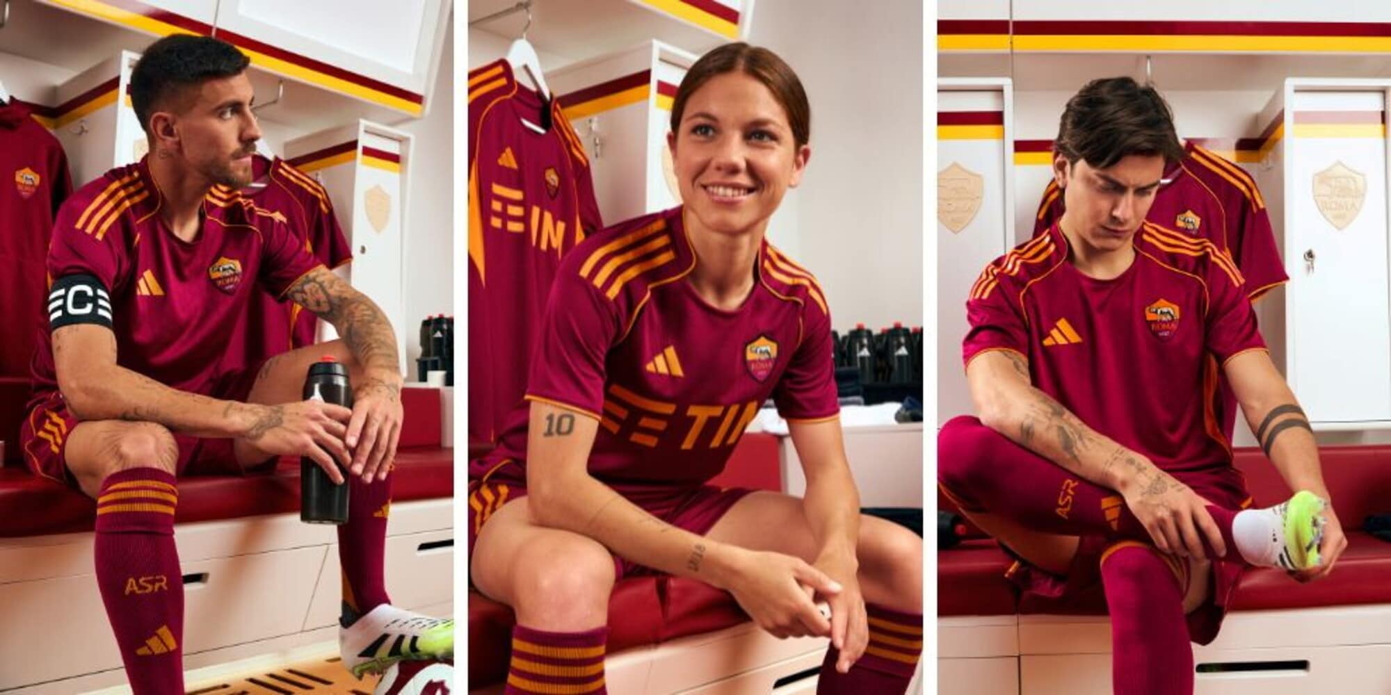 Dybala, Pellegrini e le calciatrici: tutte le foto della nuova maglia della Roma