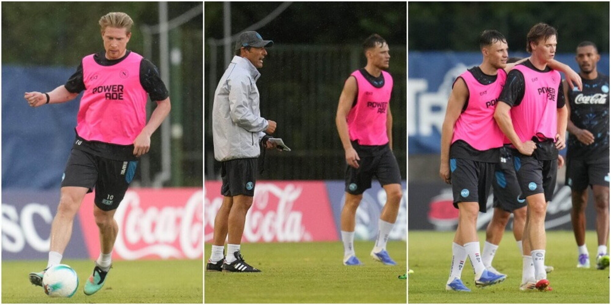 Napoli, abbracci e sudore: l'allenamento degli azzurri sotto la pioggia di Dimaro