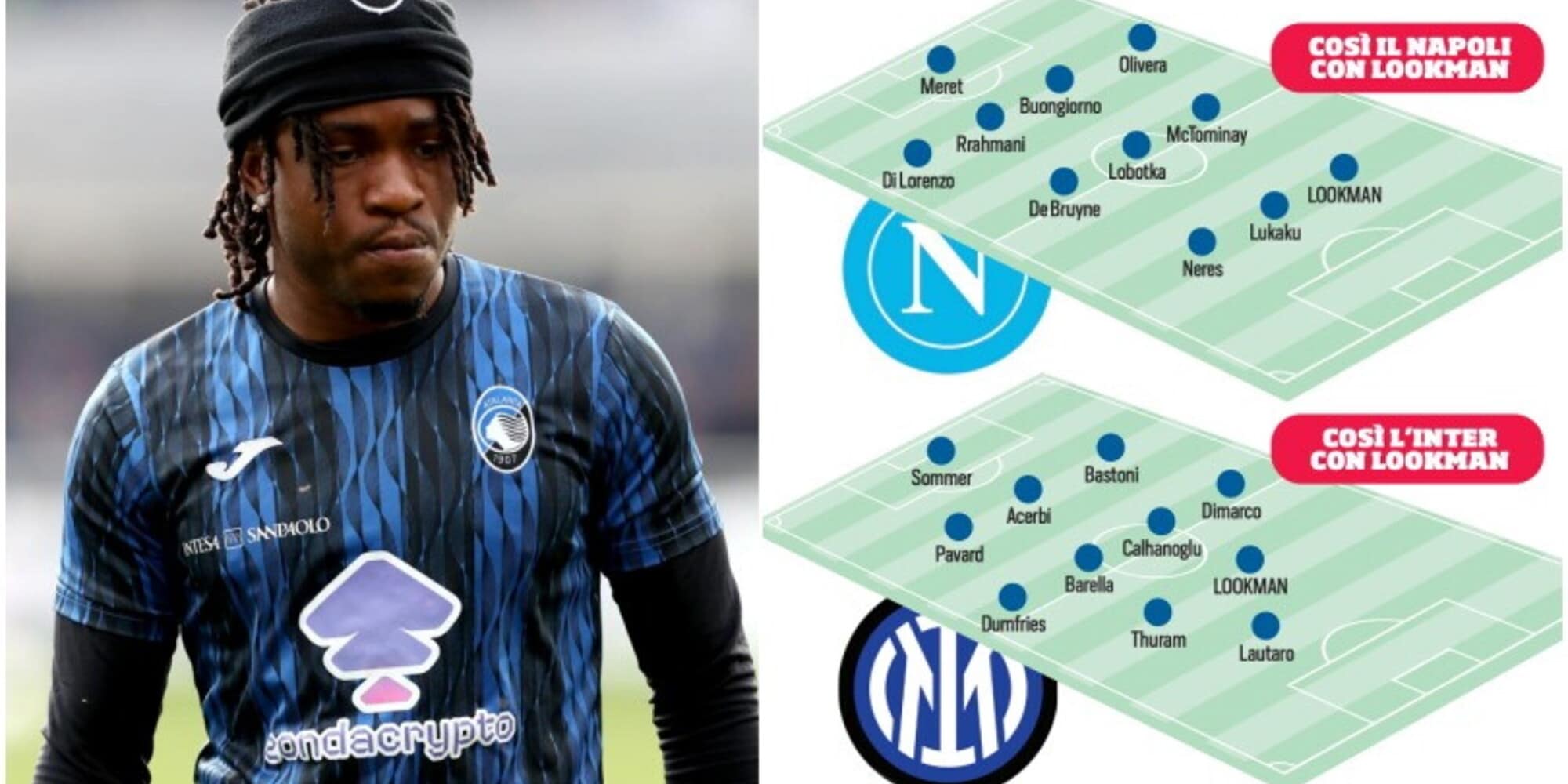 Lookman conteso tra Napoli e Inter: come cambiano le formazioni di Conte e Chivu