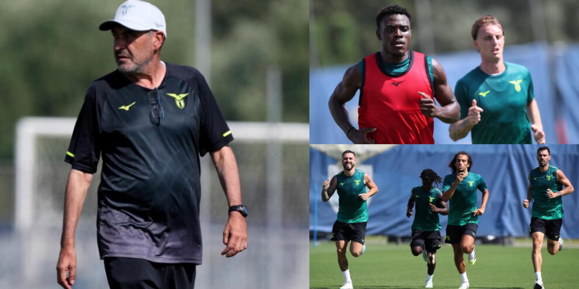 Lazio, Sarri dirige l'allenamento a Formello: tanta corsa sotto il sole. Giocatori esausti