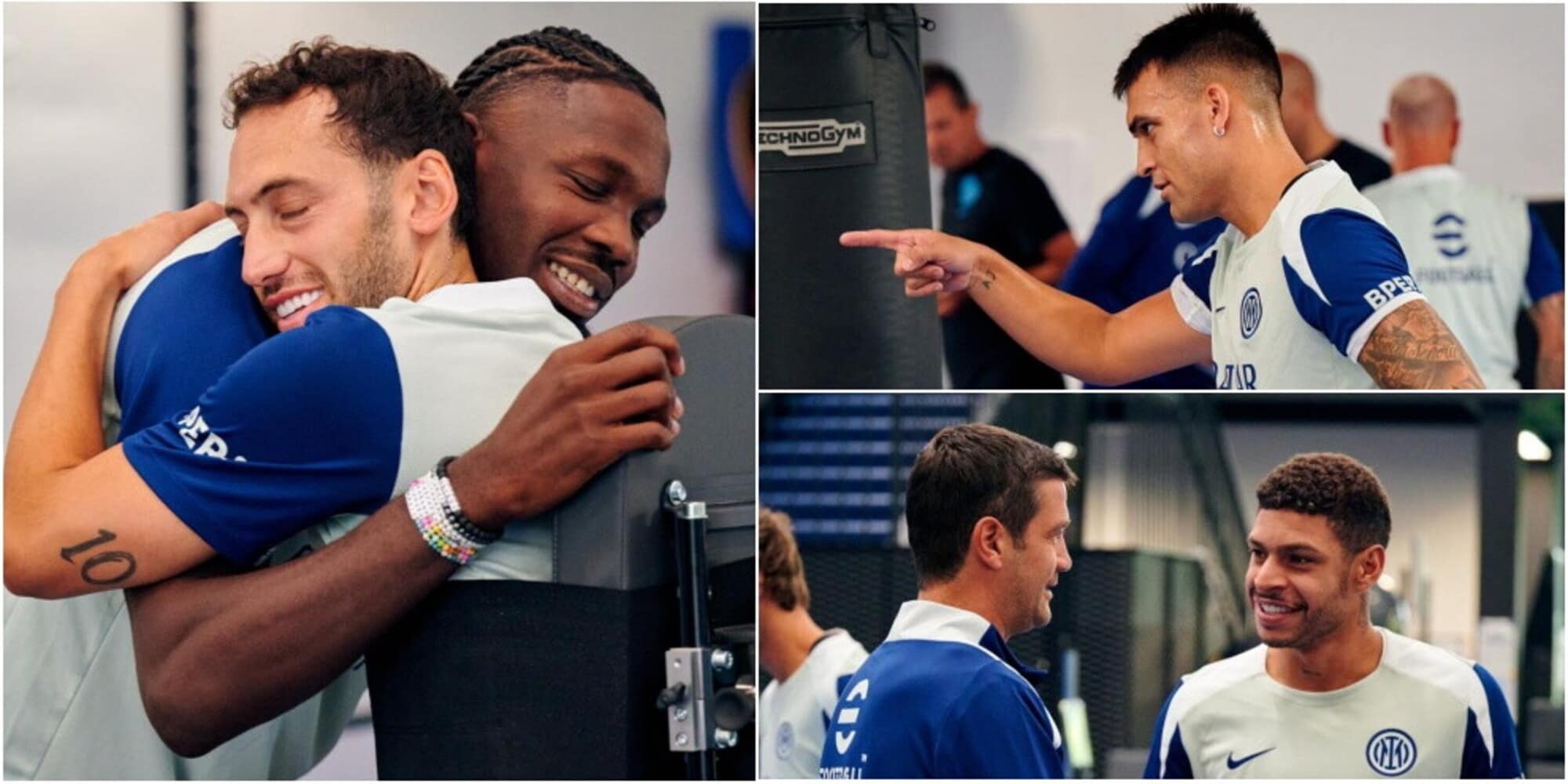 Inter, via alla stagione: sorrisi e abbracci anche per Calhanoglu nel raduno ad Appiano