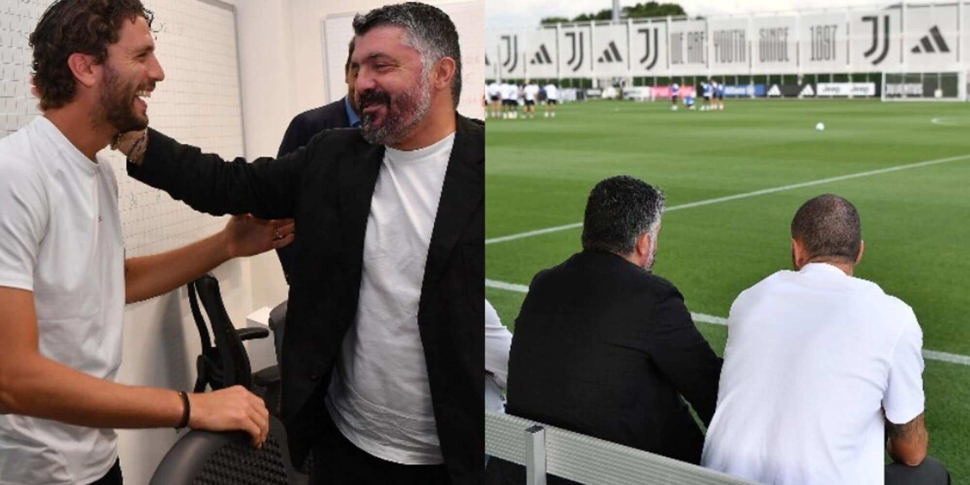 Gattuso fa visita alla Juventus: le foto del ct alla Continassa con Bonucci e Buffon