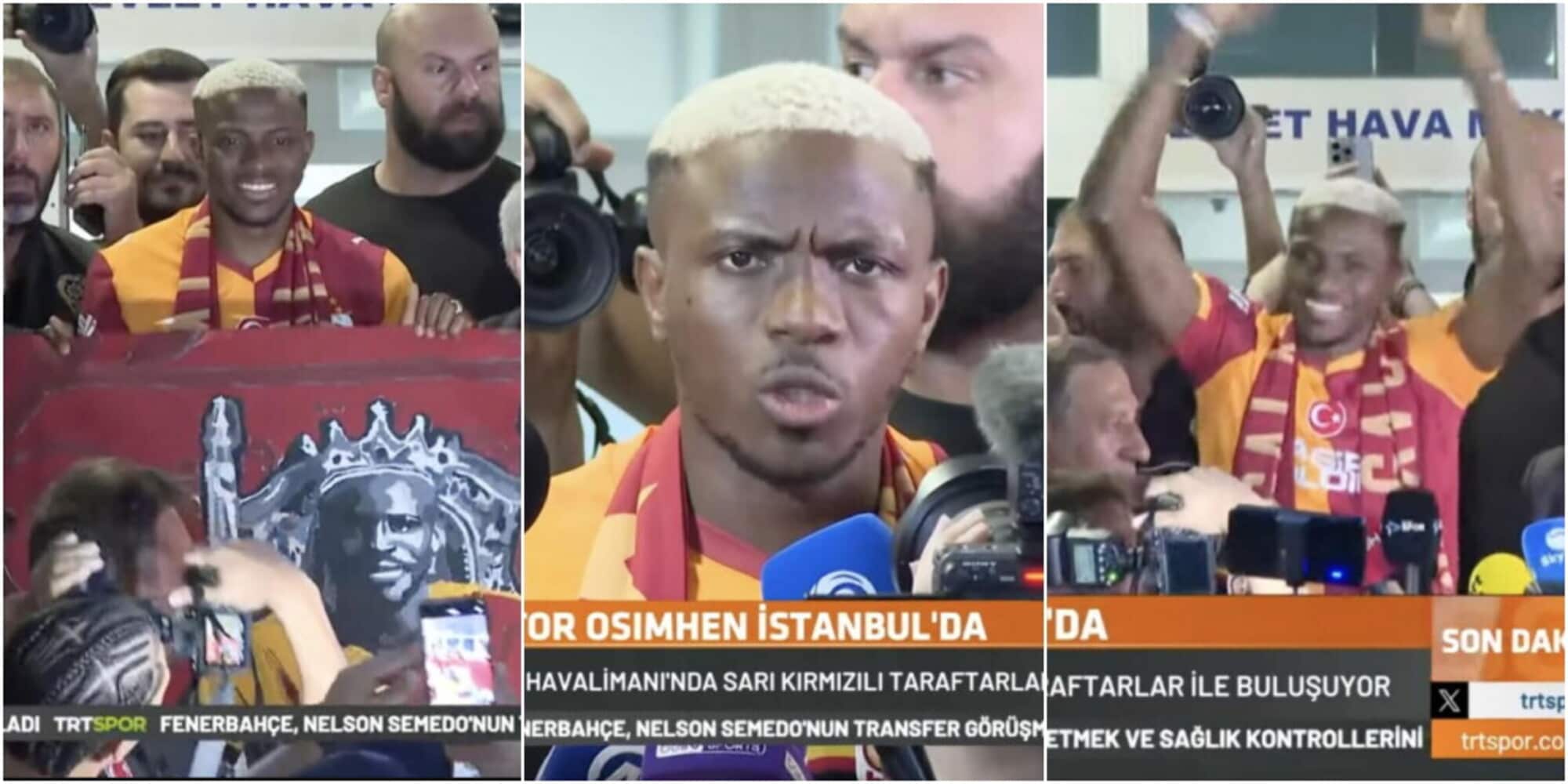 Osimhen atterra a Istanbul: delirio Galatasaray, tifosi impazziti all'aeroporto