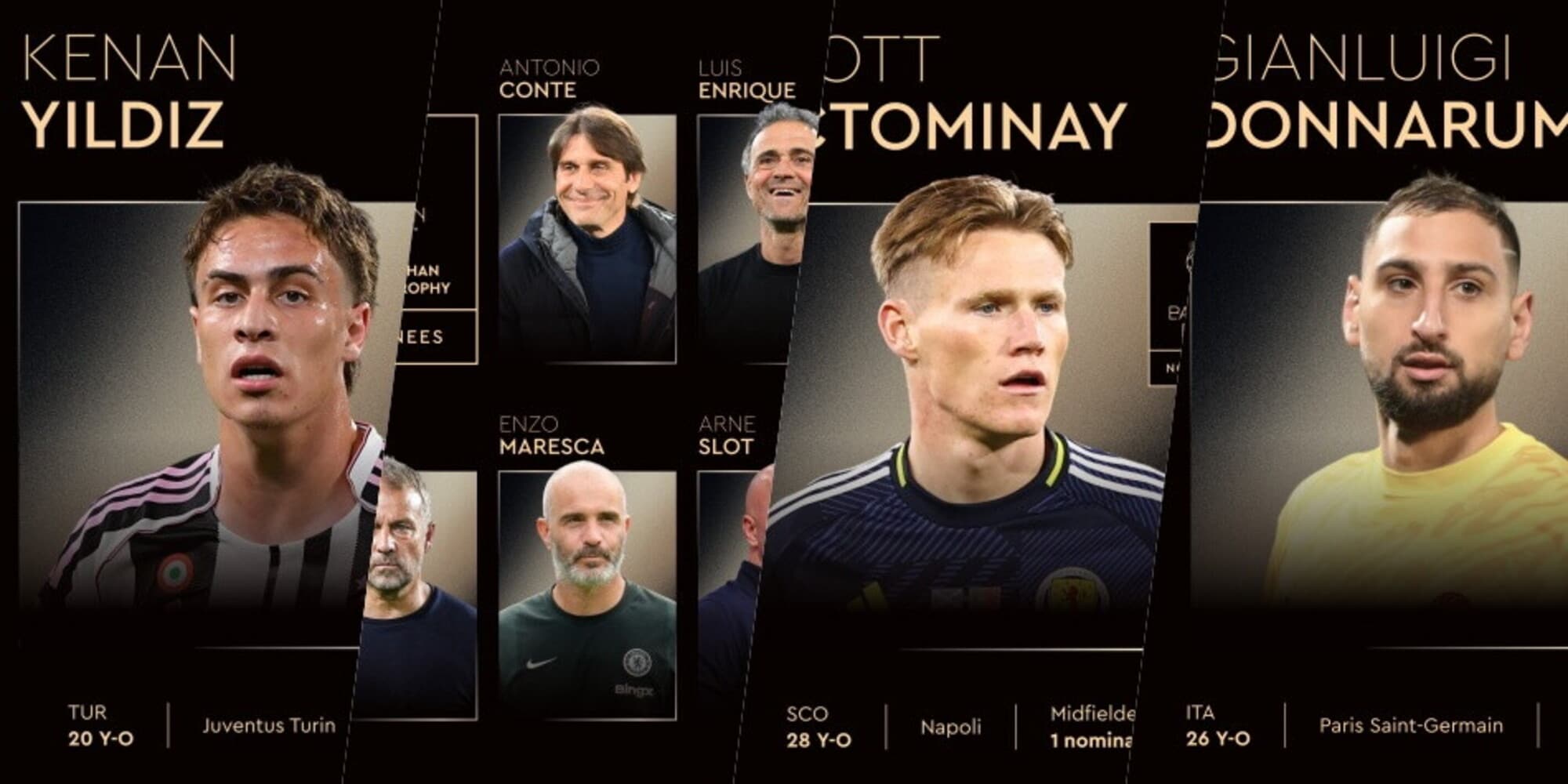 Pallone d'Oro, tutti i candidati per i premi di stasera: ci sono Yildiz, Donnarumma e Conte