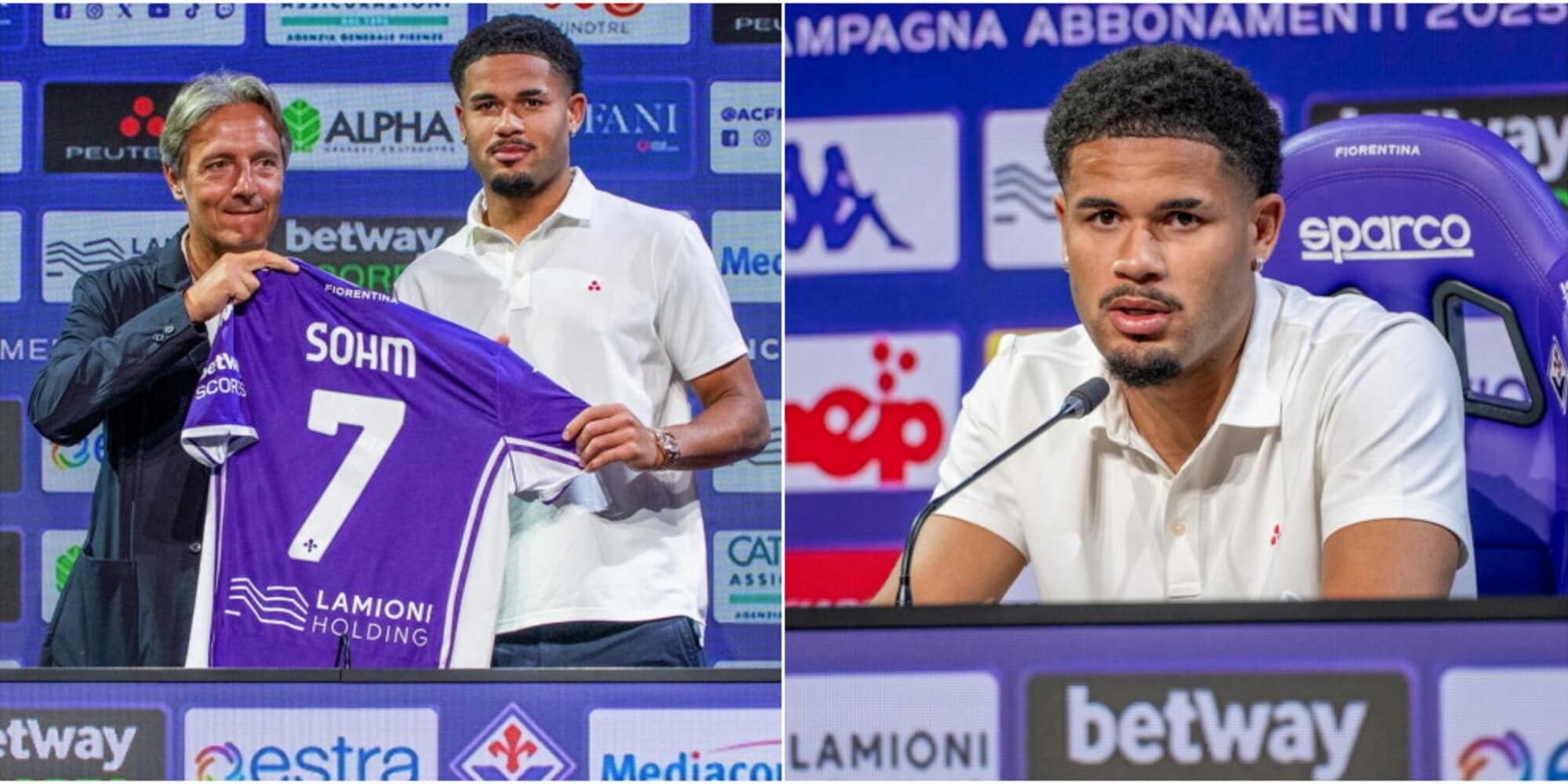 Fiorentina, ecco Sohm: si presenta in conferenza e sceglie la 7