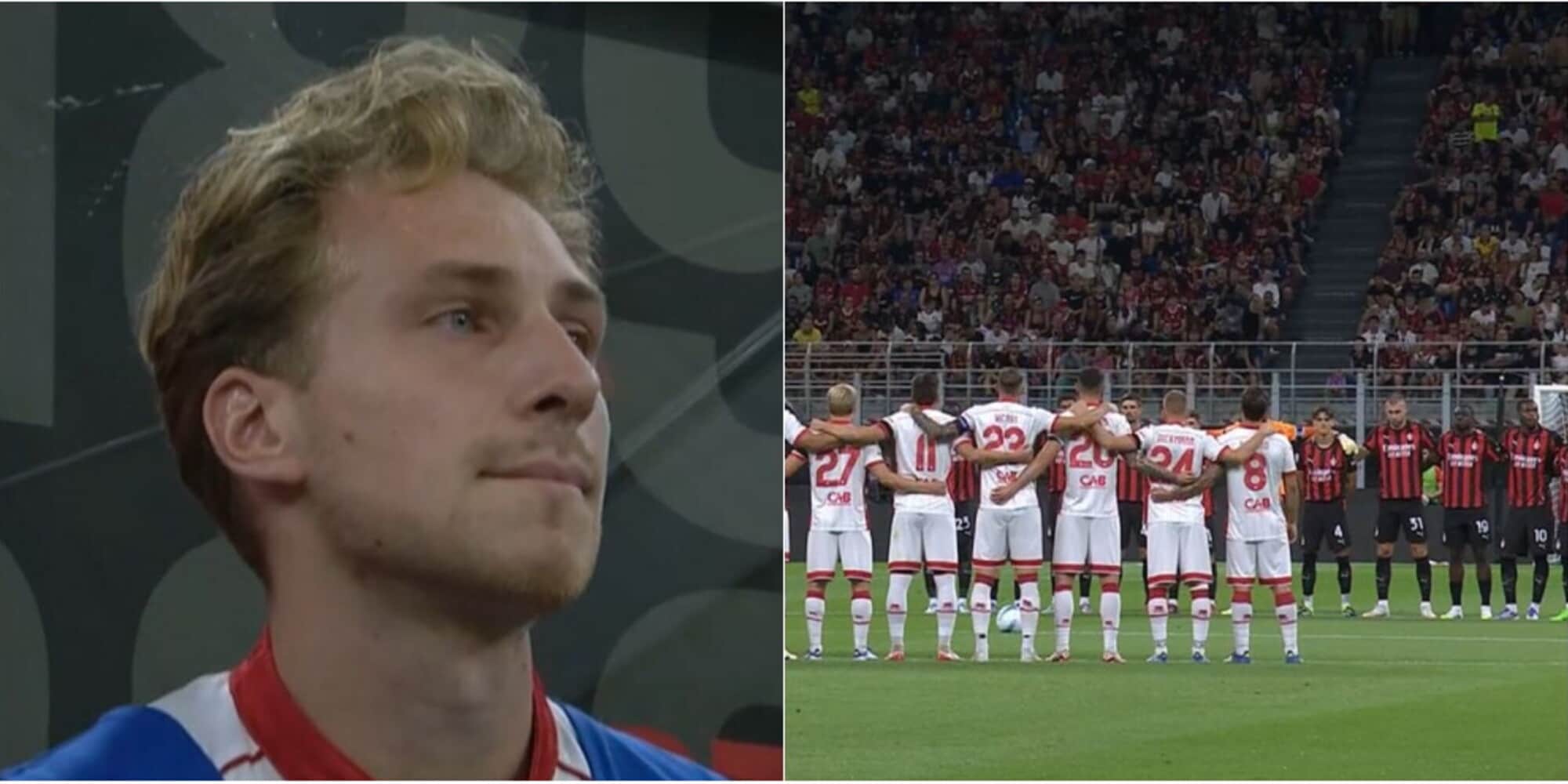 Milan-Bari, minuto di silenzio commovente a San Siro per il figlio scomparso di Verreth