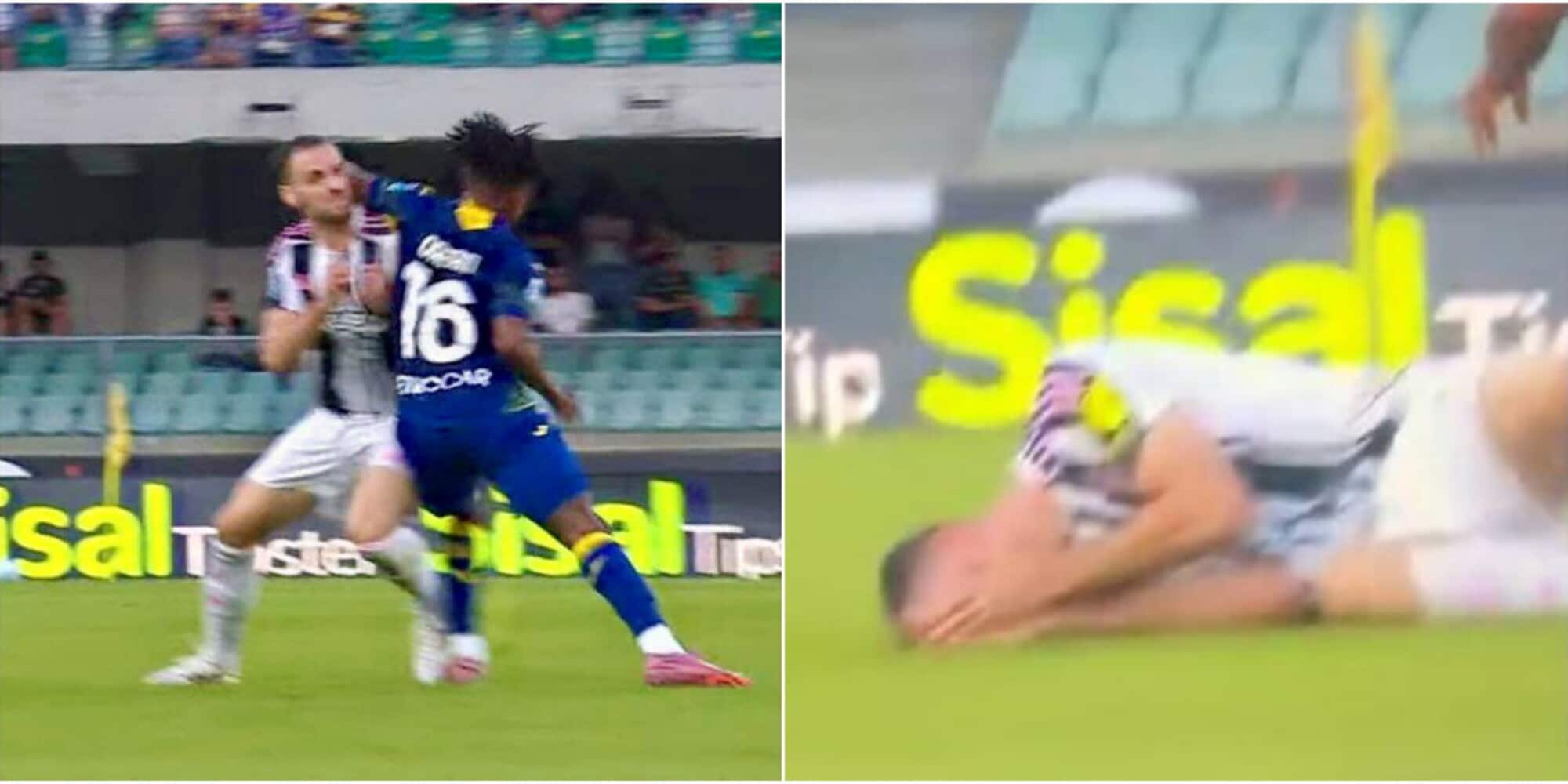 Gomitata di Orban a Gatti in Verona-Juve: la fotosequenza