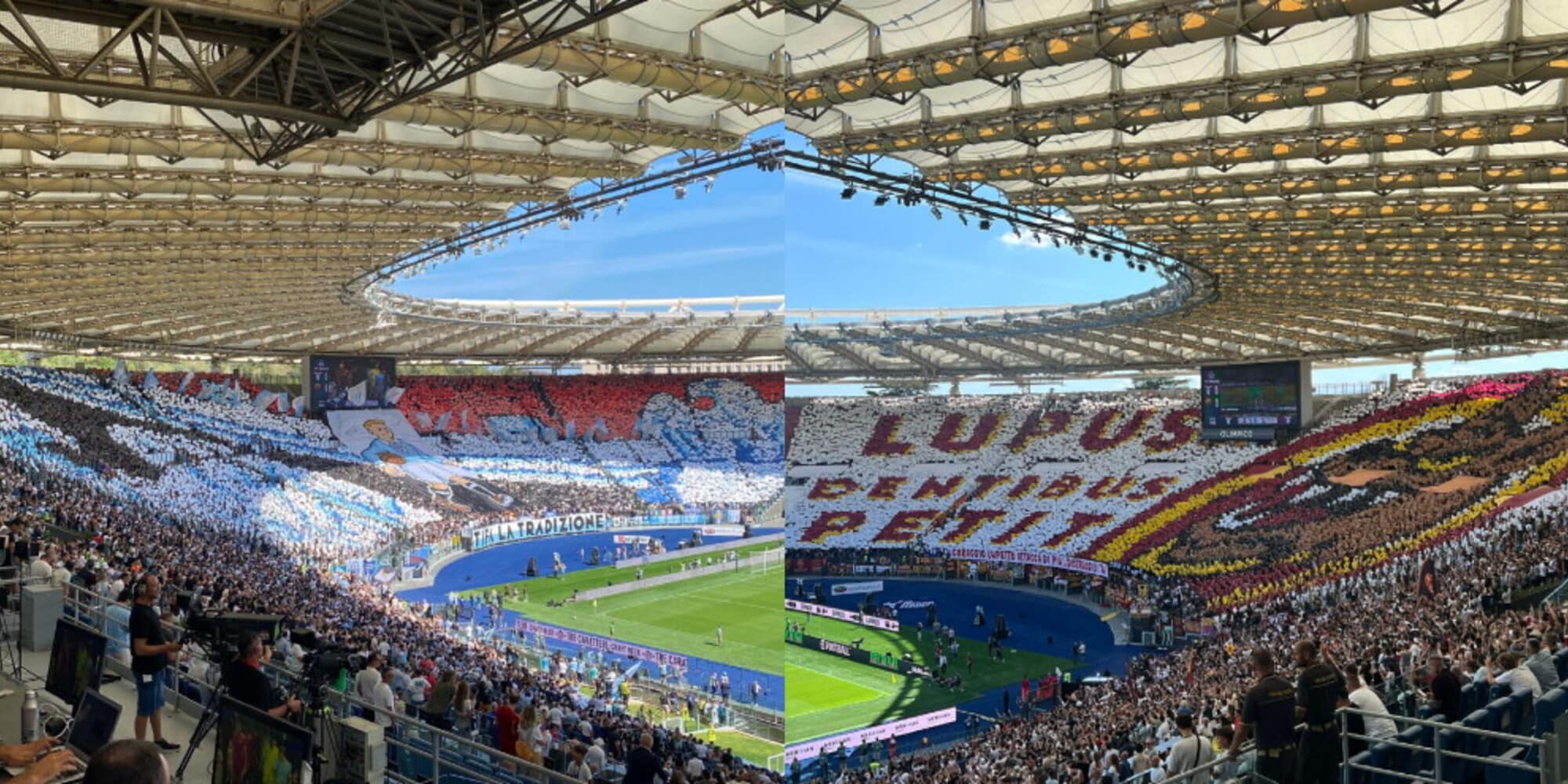 Lazio-Roma, le coreografie accendono il derby: spettacolo da brividi nelle curve