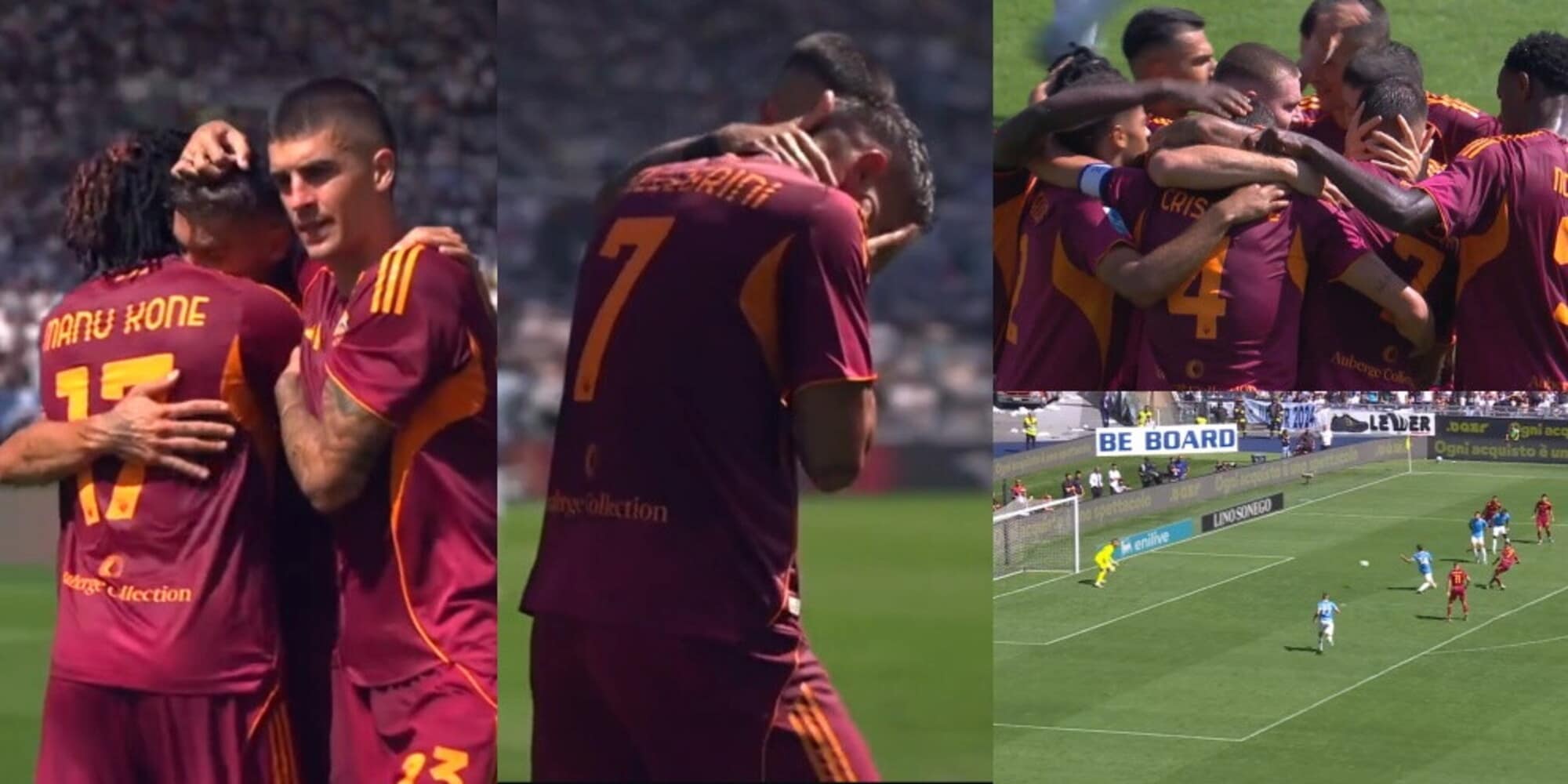 Pellegrini, gol da sogno al derby: si commuove dopo l'abbraccio con i compagni