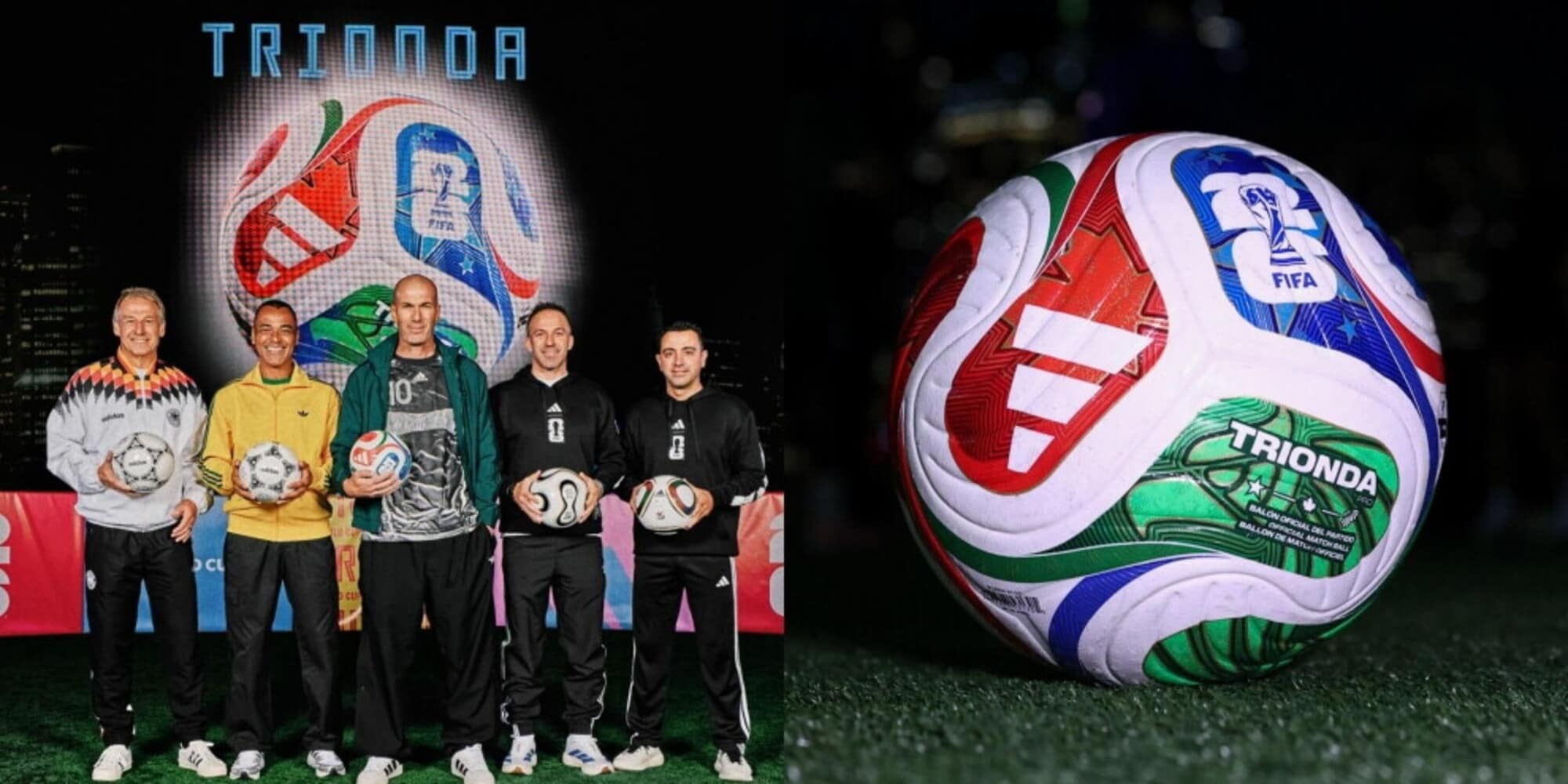 Da Cafu a Del Piero e Zidane: tutti i campioni alla presentazione del nuovo pallone per i Mondiali 2026