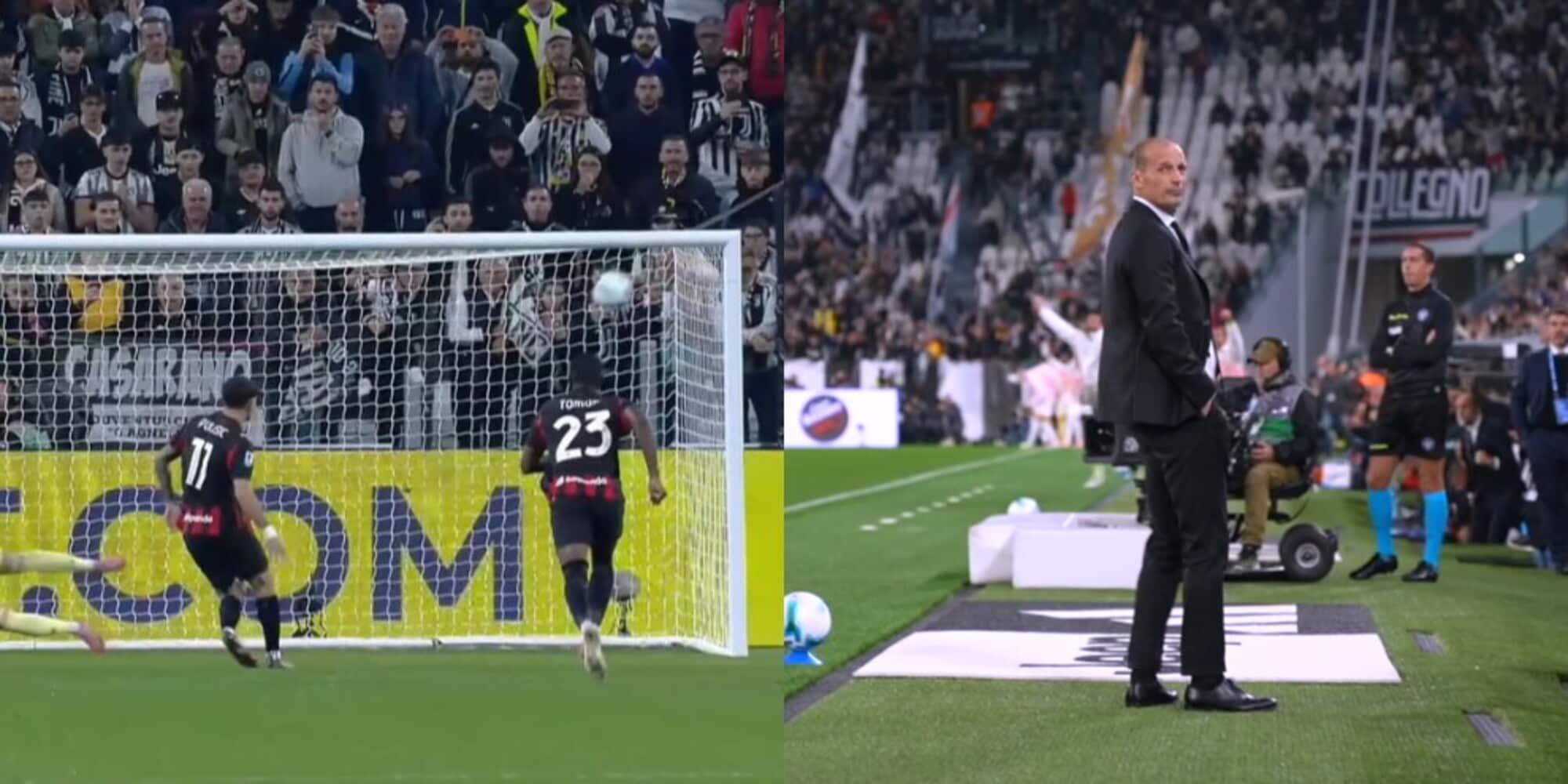 Pulisic spara il rigore alle stelle, la reazione di Allegri: la fotosequenza