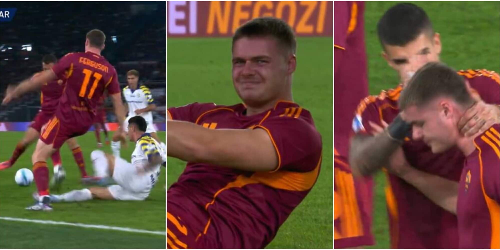 Incredibile Ferguson, si fa male dopo meno di 30 secondi dall'inizio di Roma-Parma! Gasperini costretto a toglierlo