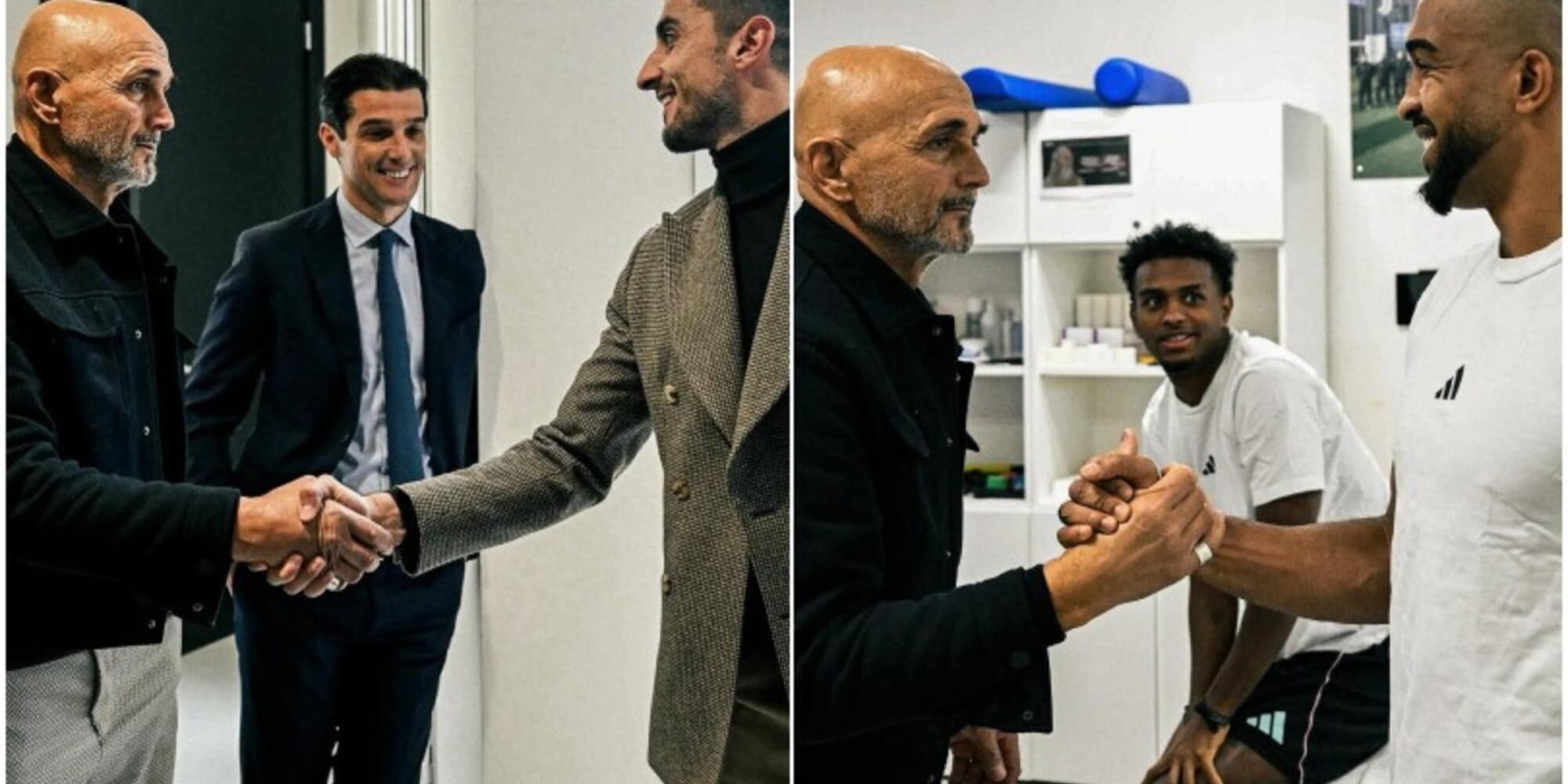 Spalletti alla Juve: le prime foto con Bremer, Chiellini e Comolli