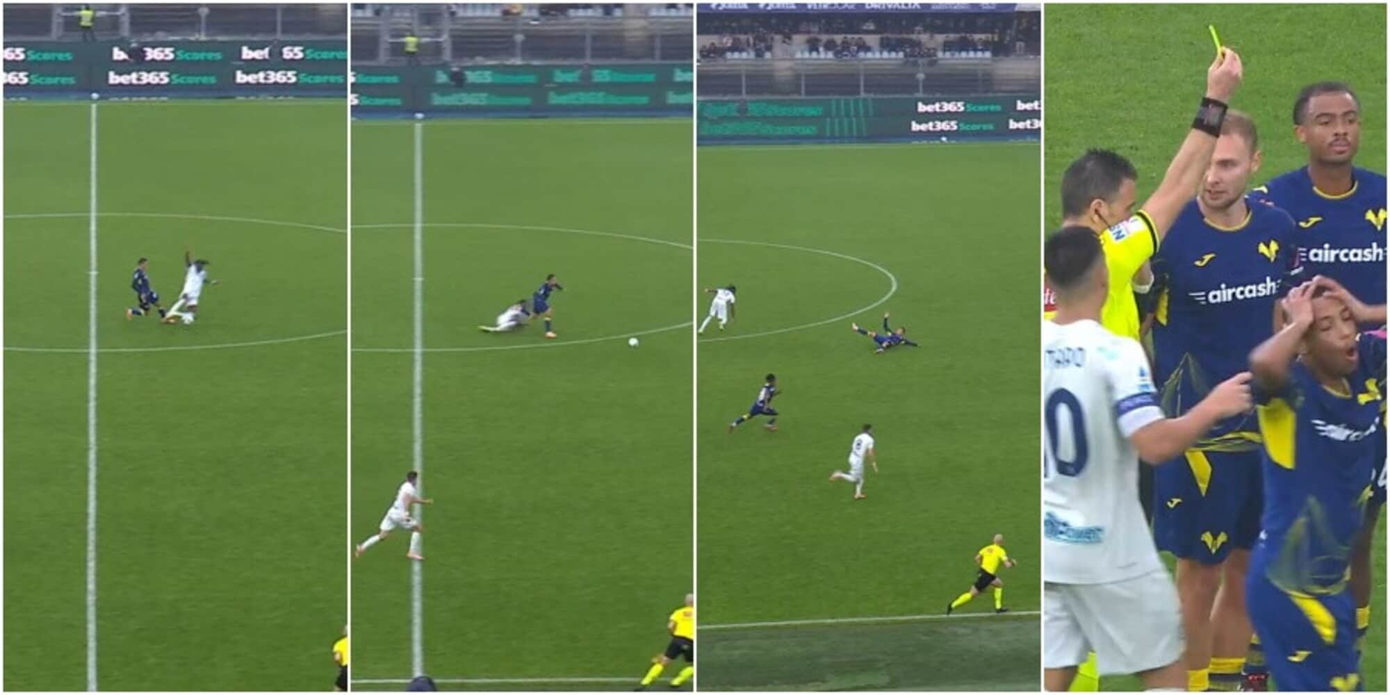 Bisseck, che rischio su Giovane! Per Doveri è giallo, il Verona protesta